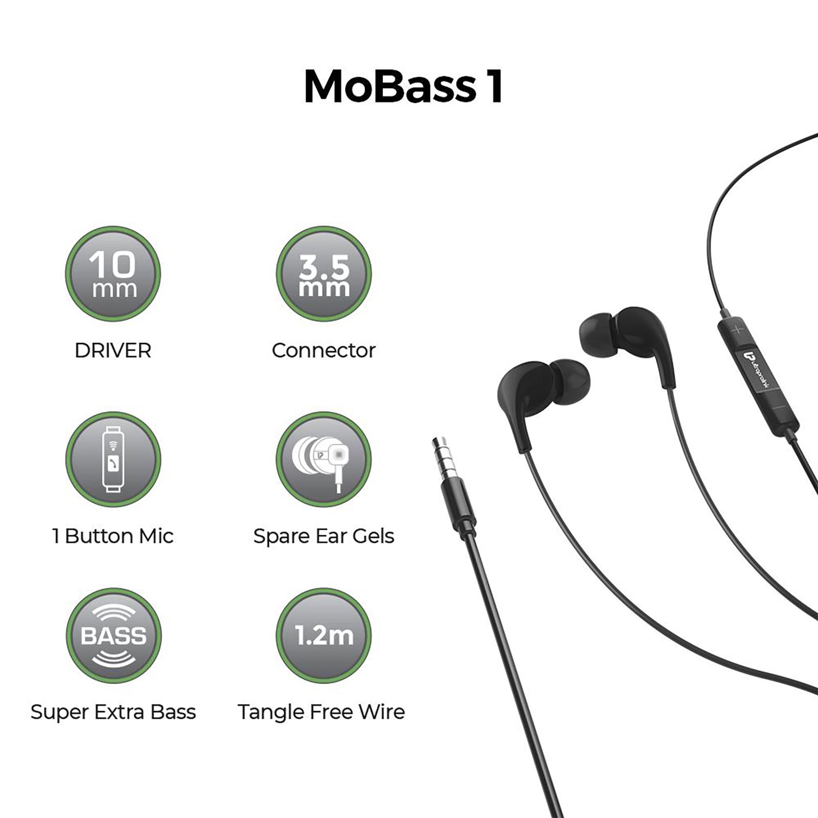 ultraprolink MoBass 1 UM1037BLK Wired Earphone with Mic (In Ear, Black)_4