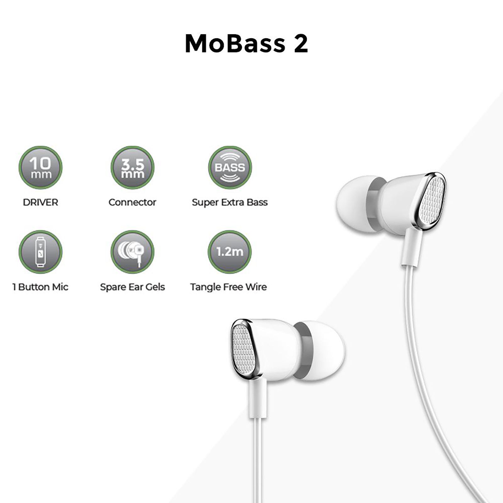 ultraprolink MoBass 2 UM1038WHT Wired Earphone with Mic (In Ear, White)_4