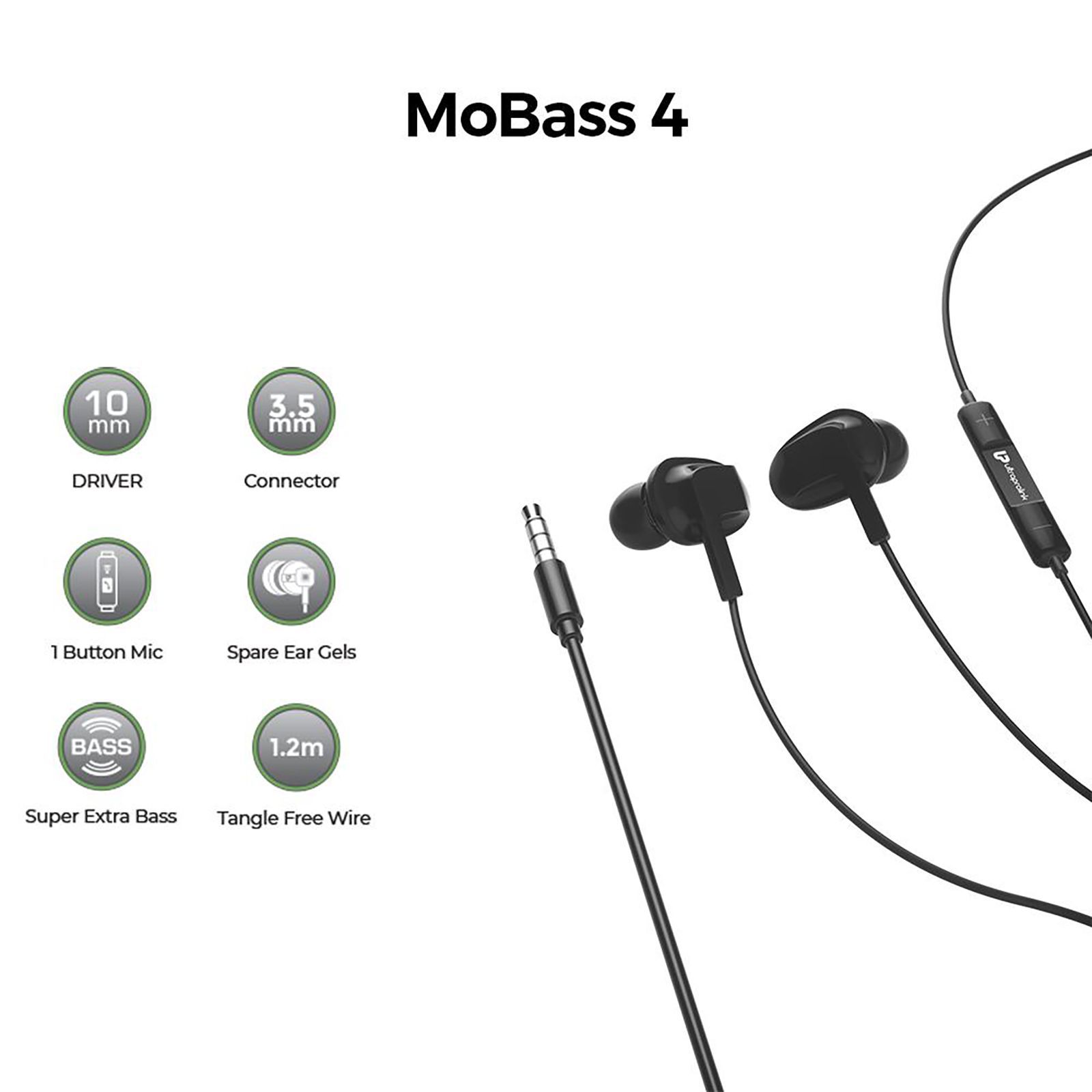 ultraprolink MoBass 4 UM1042BLK Wired Earphone with Mic (In Ear, Black) ultraprolink MoBass 4 UM1042BLK Wired Earphone with Mic (In Ear, Black)_4