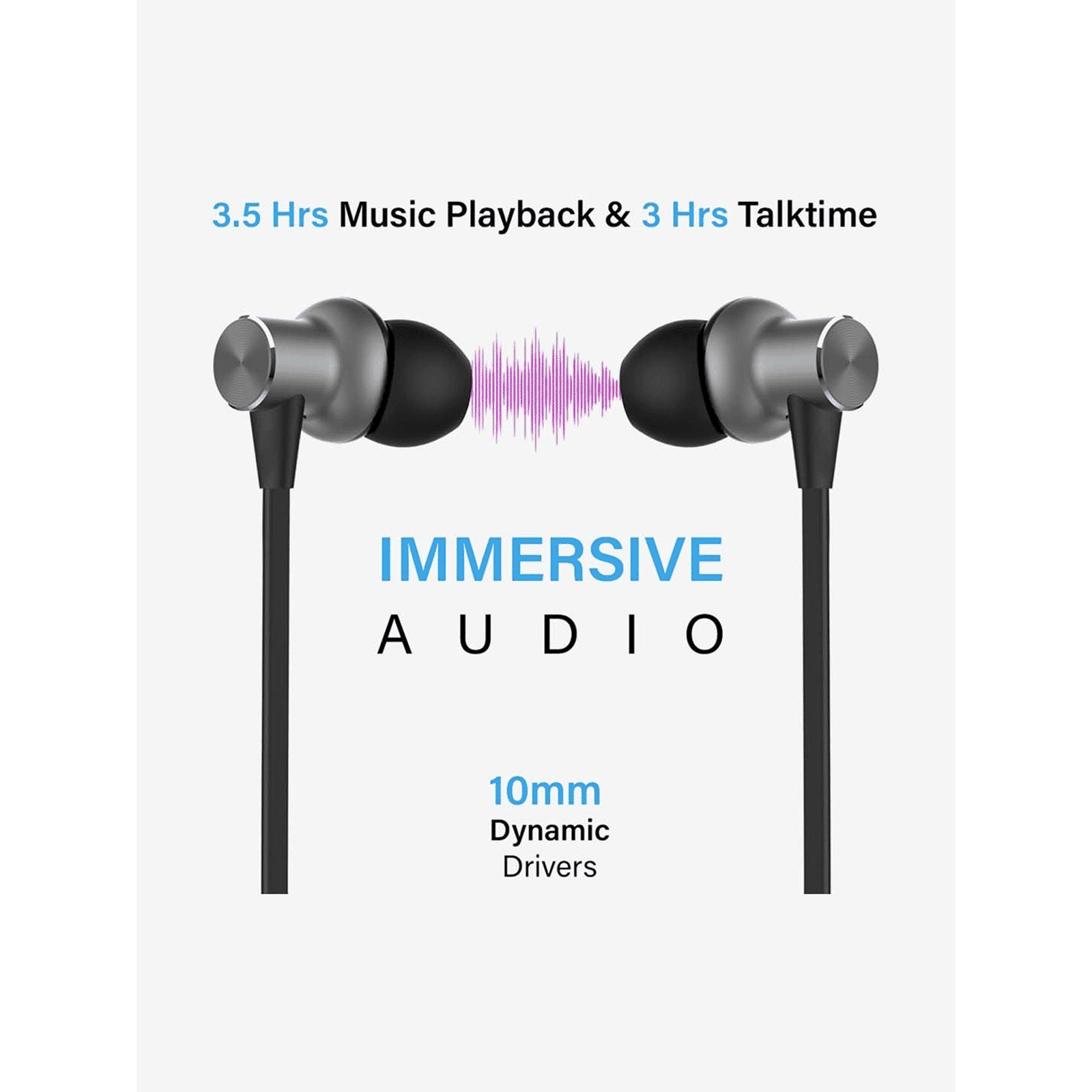 pTron Avento Classic 140317895 Neckband with Passive Noise Cancellation (Sweat & Water Resistant, Hi-Fi Stereo Sound, Black & Grey)_7