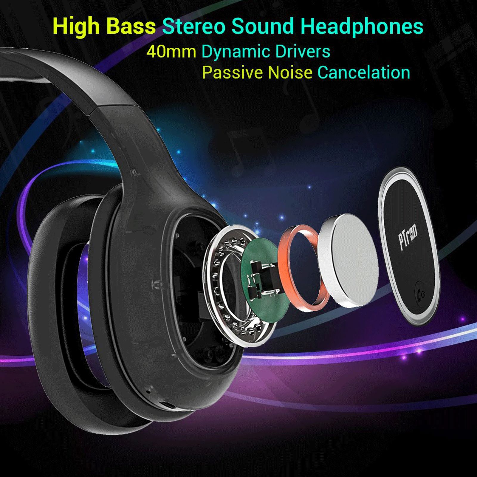 pTron Soundster Lite 140317802 Bluetooth Headphone with Mic (12 Hours Playback, Over Ear, Black) pTron Soundster Lite 140317802 Bluetooth Headphone with Mic (12 Hours Playback, Over Ear, Black)_6