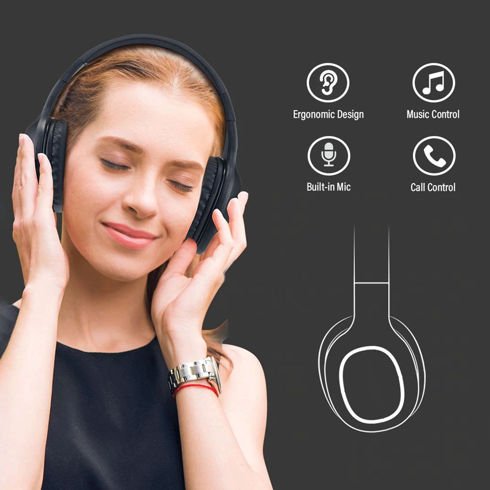 pTron Soundster Lite 140317802 Bluetooth Headphone with Mic (12 Hours Playback, Over Ear, Black) pTron Soundster Lite 140317802 Bluetooth Headphone with Mic (12 Hours Playback, Over Ear, Black)_8