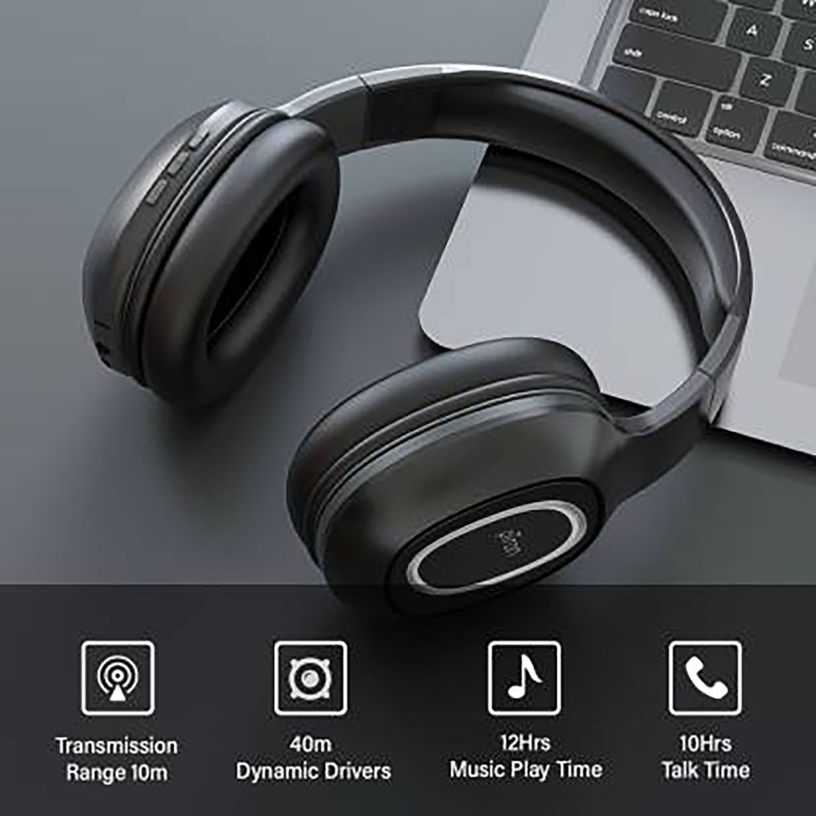 pTron Soundster Lite 140317802 Bluetooth Headphone with Mic (12 Hours Playback, Over Ear, Black) pTron Soundster Lite 140317802 Bluetooth Headphone with Mic (12 Hours Playback, Over Ear, Black)_3