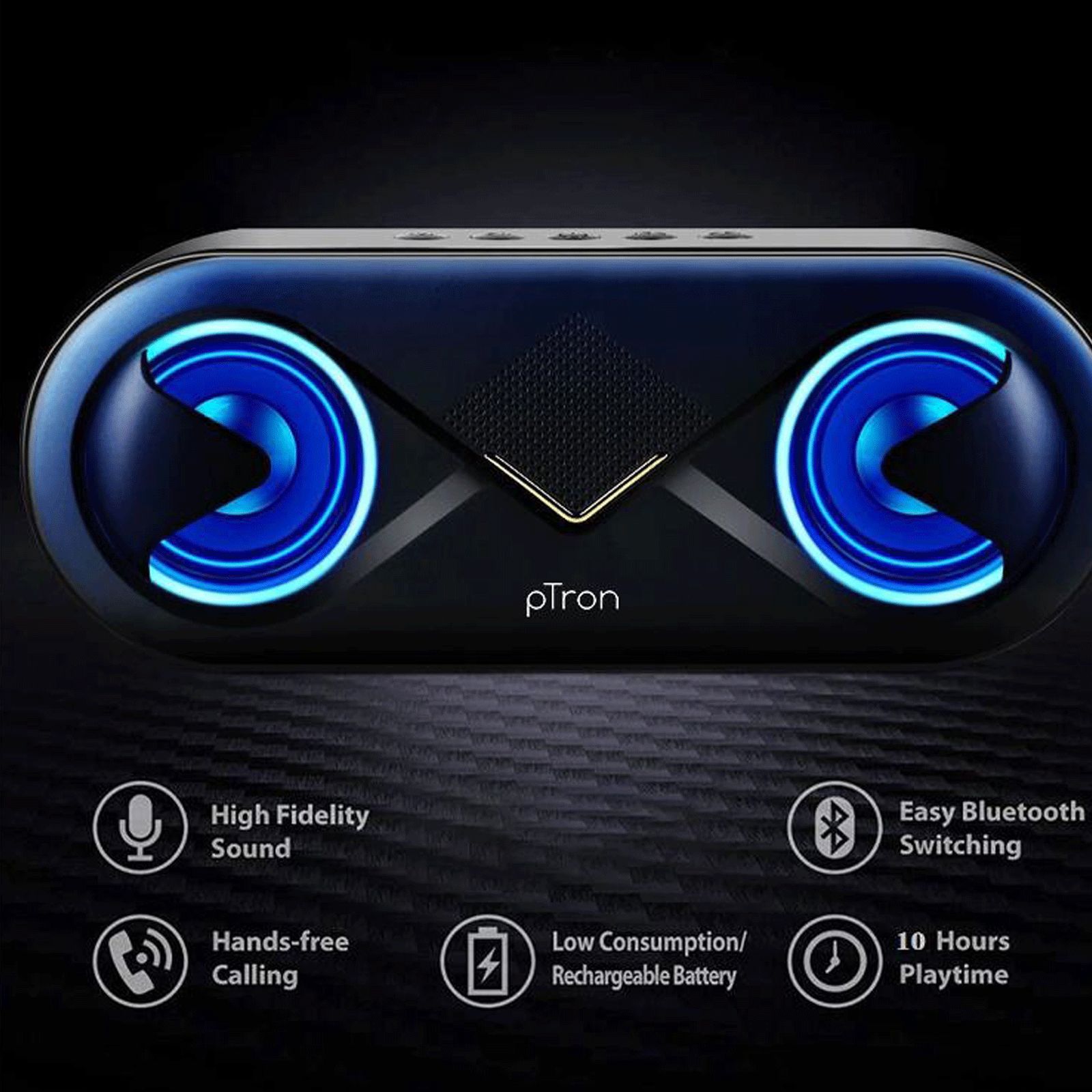 pTron Fusion 10W Portable Bluetooth Speaker (10 Hours Playtime, Black)_6