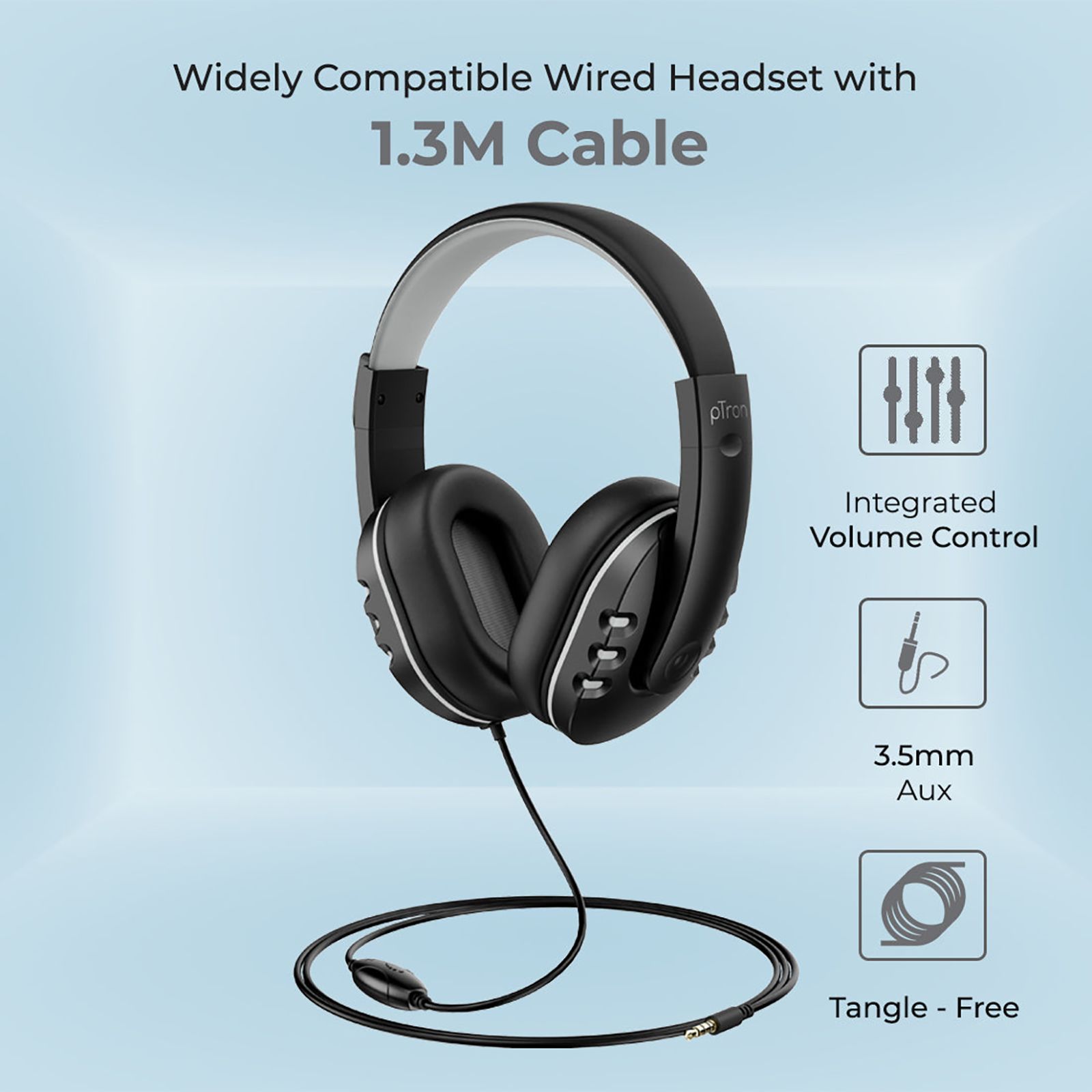 pTron Soundster Arcade 140317987 Wired Gaming Headset with Passive Noise Cancellation (Hi-Fi Stereo Sound, Over-Ear, Black)_4