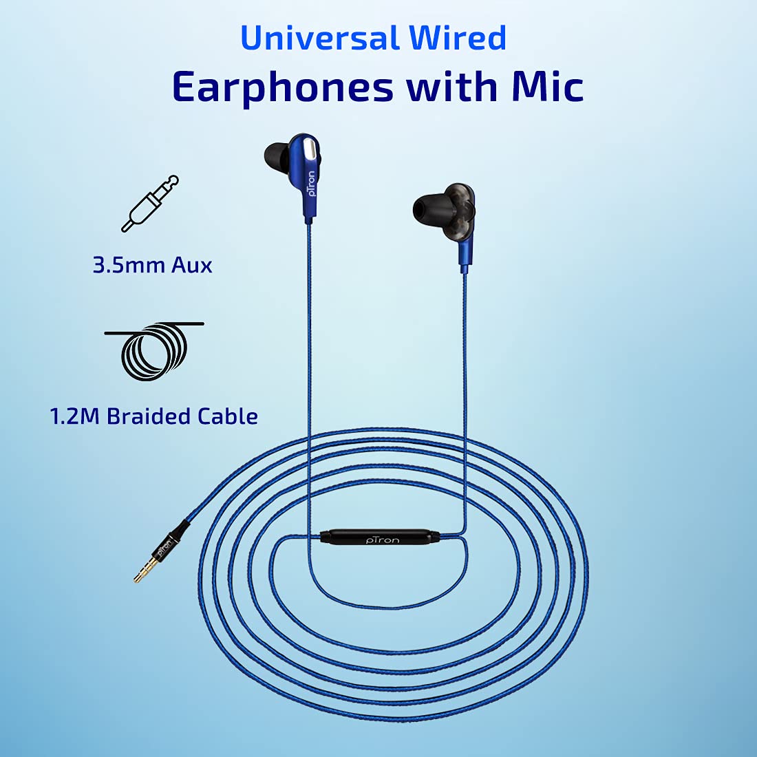pTron Boom One 140317902 Wired Earphone with Mic (3.5mm Connector, In Ear, Blue)_5