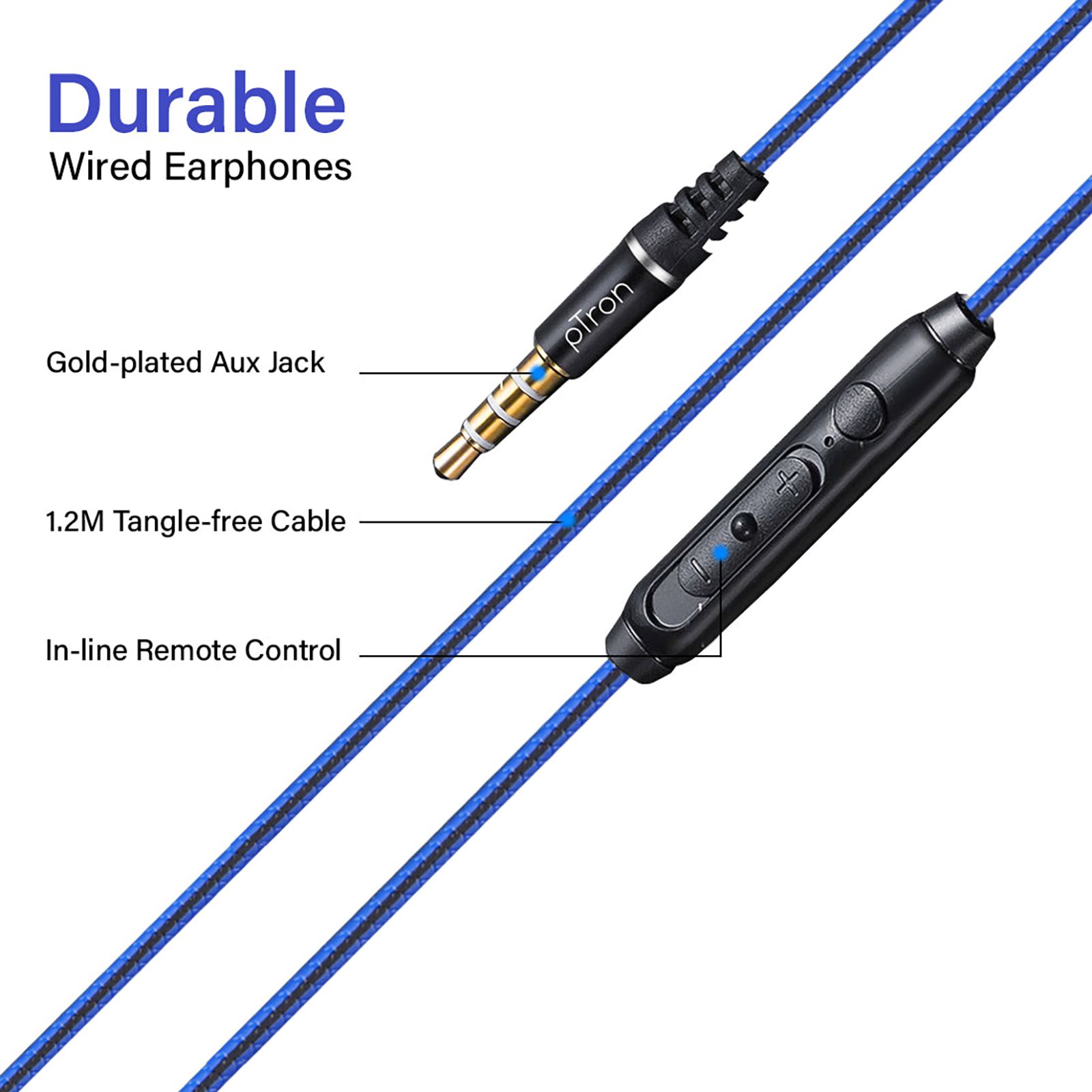 pTron Boom One 140317902 Wired Earphone with Mic (3.5mm Connector, In Ear, Blue)_3