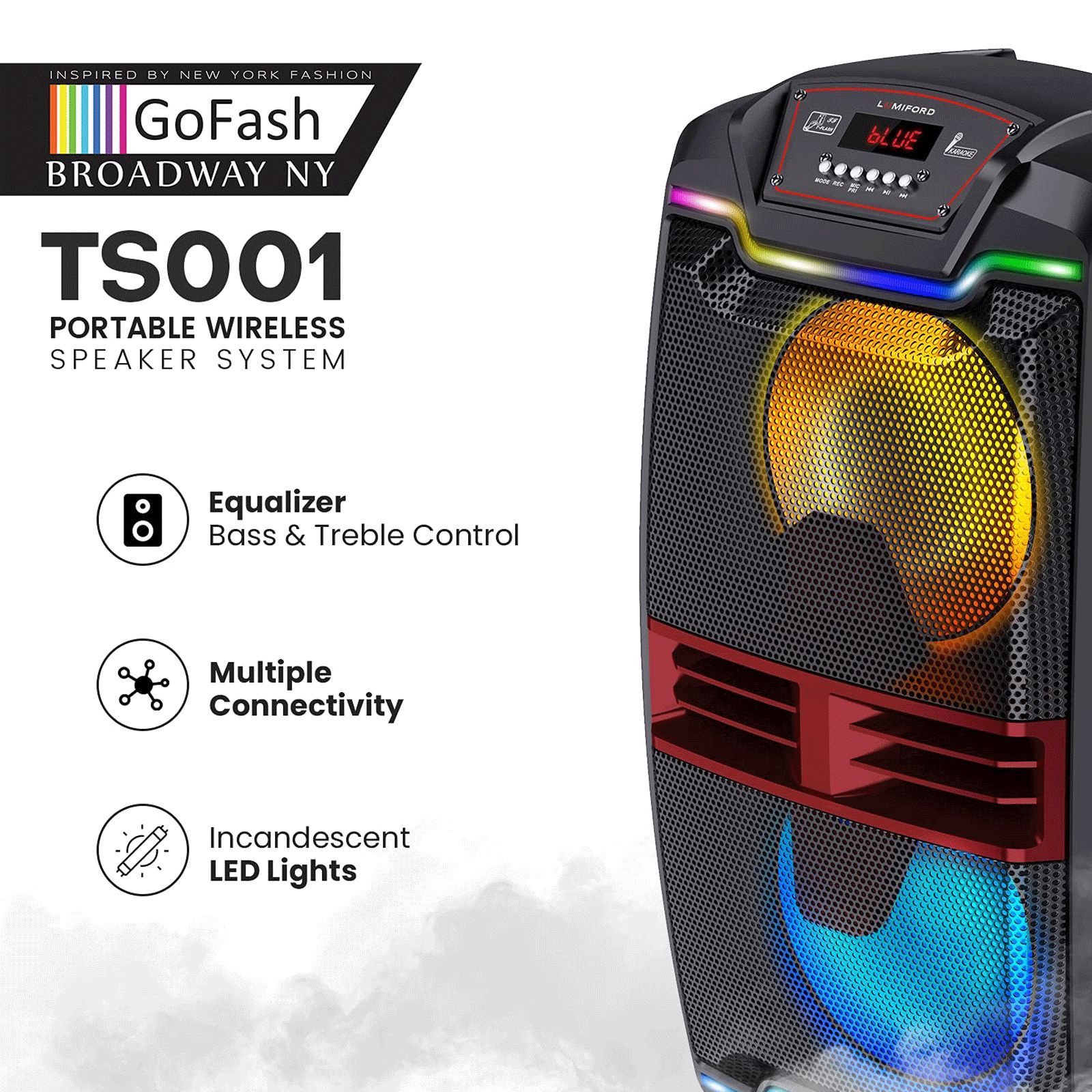 LUMIFORD 50 Watts Party Speaker (Recording Support, LFTS001, Black)_11