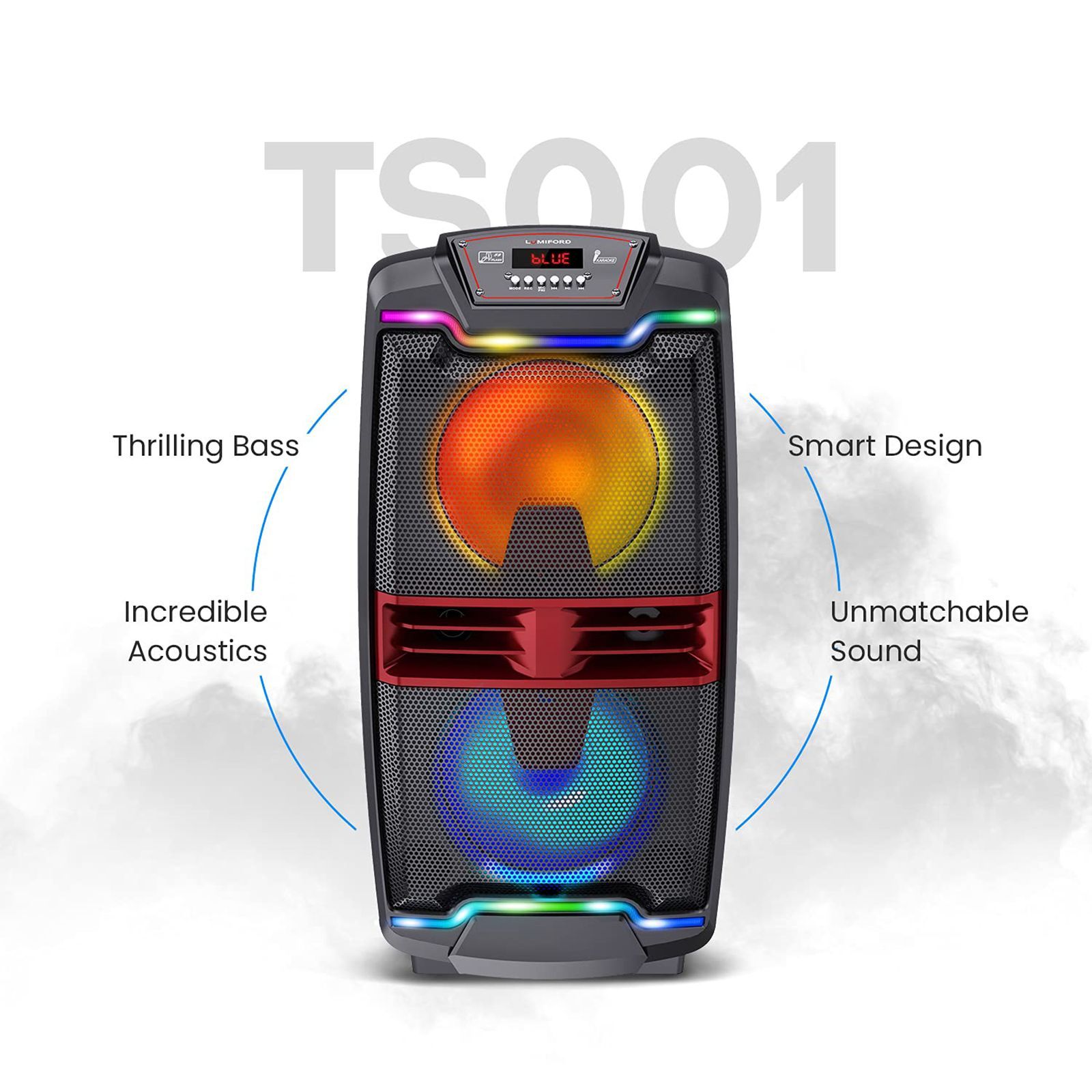 LUMIFORD 50 Watts Party Speaker (Recording Support, LFTS001, Black)_10