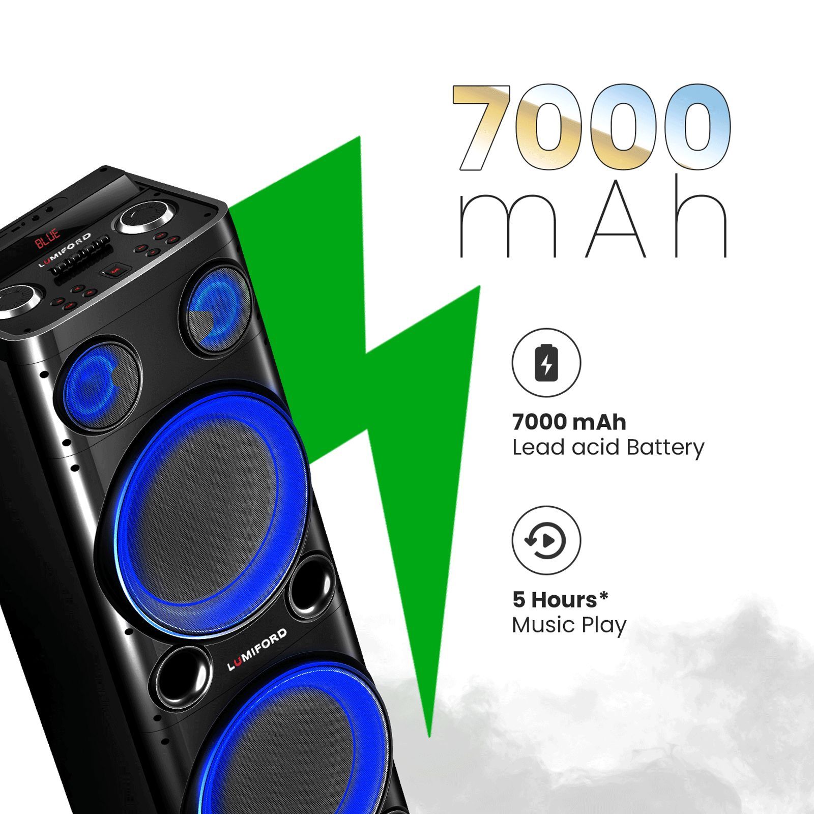 LUMIFORD GoFash Stereo Channel 160 Watts Trolley Speaker (Built-in Amplifier & Wireless Mic, LFTS007, Black) LUMIFORD GoFash Stereo Channel 160 Watts Trolley Speaker (Built-in Amplifier & Wireless Mic, LFTS007, Black)_9