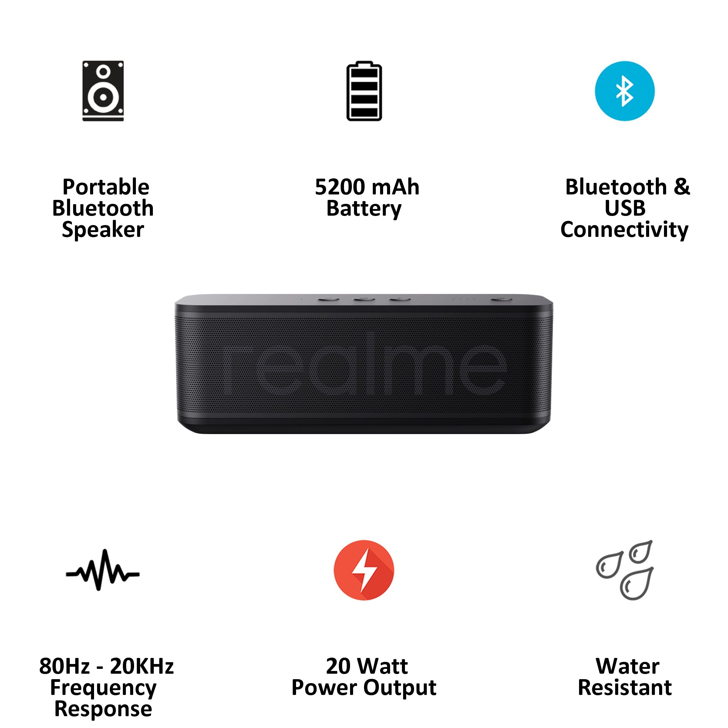realme Brick 20 Watt Portable Bluetooth Speaker (Hands-Free Phone Call Support, RMA2018, Black) realme Brick 20 Watt Portable Bluetooth Speaker (Hands-Free Phone Call Support, RMA2018, Black)_3