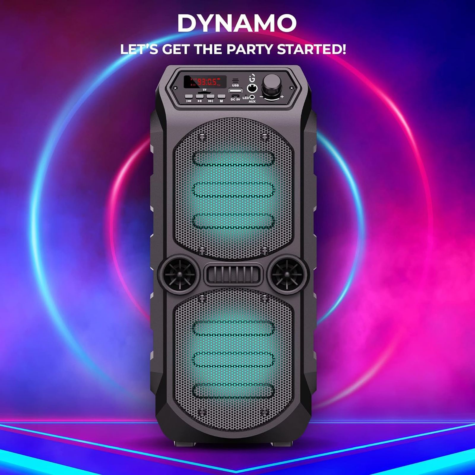 iGear Dynamo 16W Bluetooth Party Speaker with Mic (Built-in LED Light, 2.0 Channel, Black) iGear Dynamo 16W Bluetooth Party Speaker with Mic (Built-in LED Light, 2.0 Channel, Black)_6