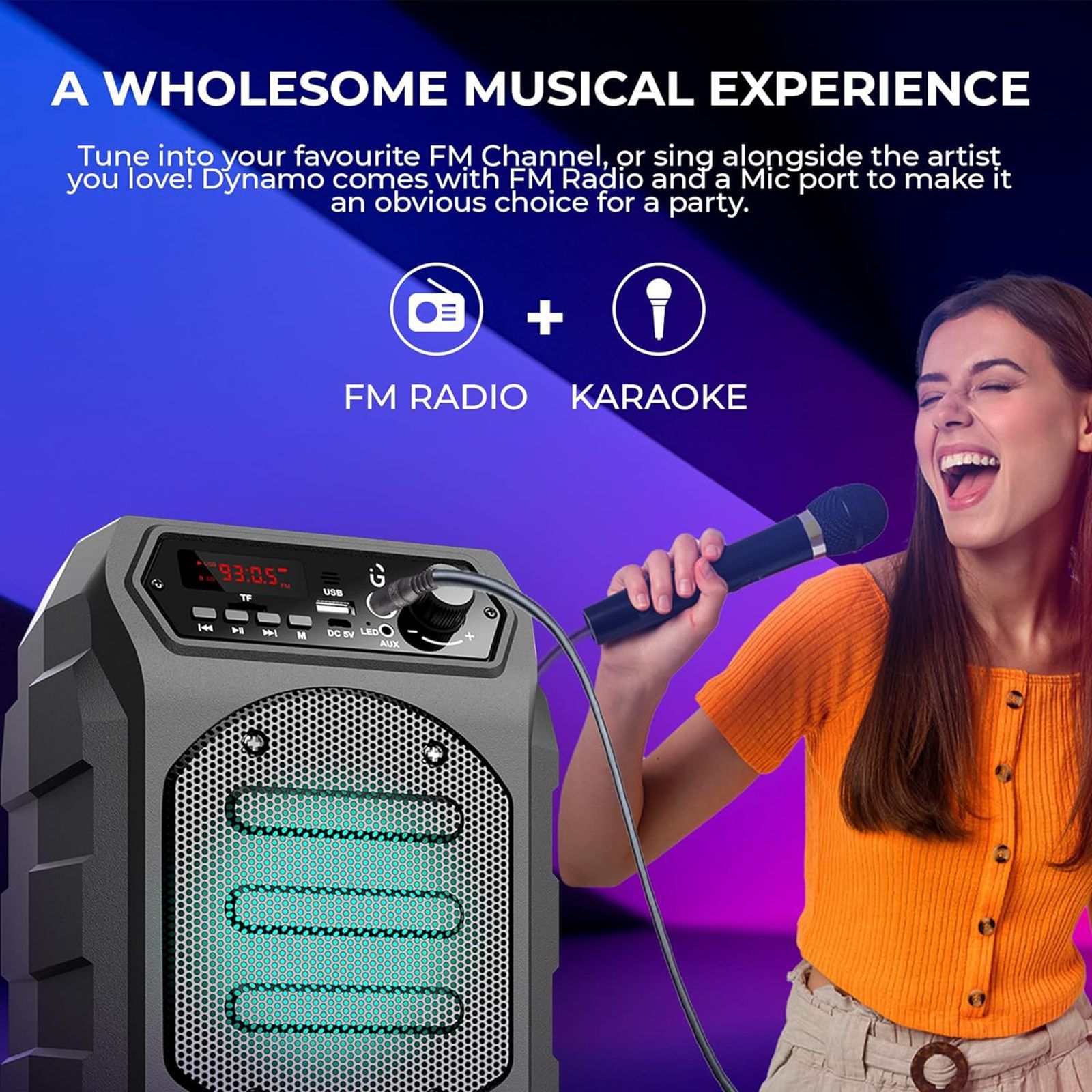 iGear Dynamo 16W Bluetooth Party Speaker with Mic (Built-in LED Light, 2.0 Channel, Black) iGear Dynamo 16W Bluetooth Party Speaker with Mic (Built-in LED Light, 2.0 Channel, Black)_8