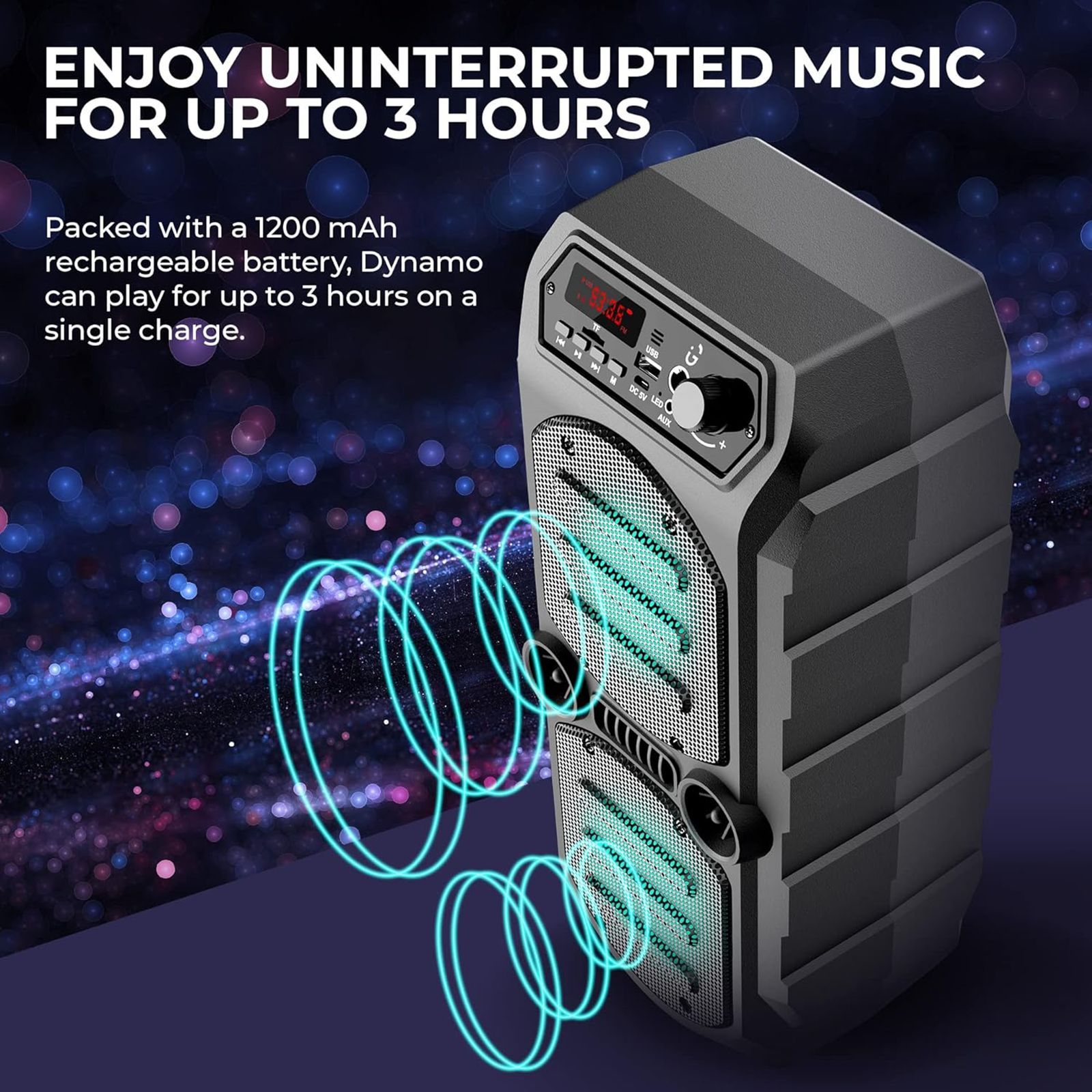 iGear Dynamo 16W Bluetooth Party Speaker with Mic (Built-in LED Light, 2.0 Channel, Black) iGear Dynamo 16W Bluetooth Party Speaker with Mic (Built-in LED Light, 2.0 Channel, Black)_4