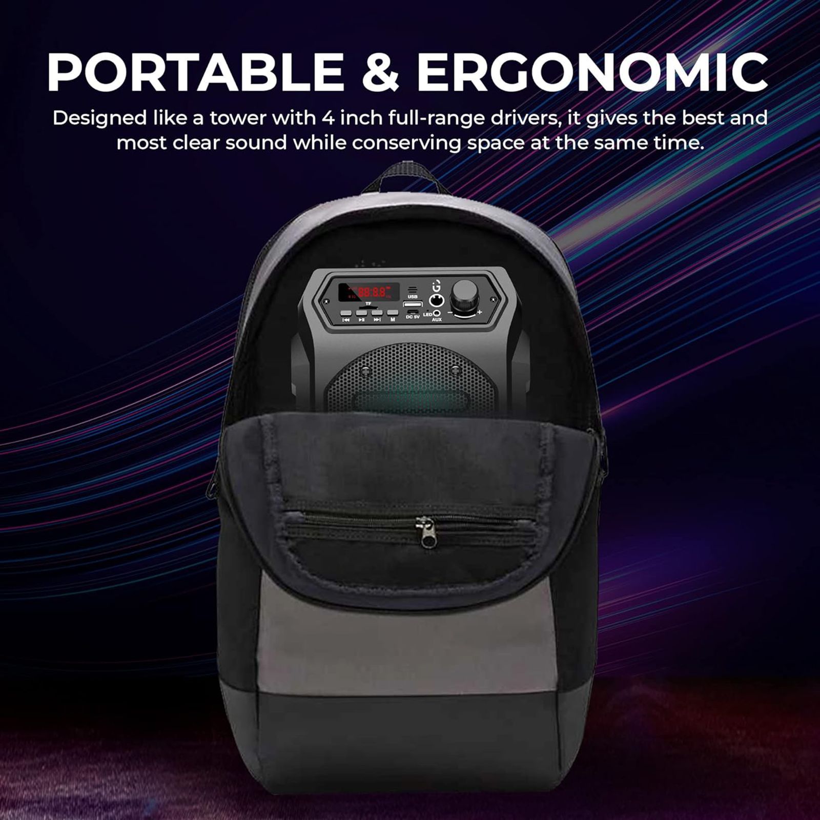 iGear Dynamo 16W Bluetooth Party Speaker with Mic (Built-in LED Light, 2.0 Channel, Black) iGear Dynamo 16W Bluetooth Party Speaker with Mic (Built-in LED Light, 2.0 Channel, Black)_5