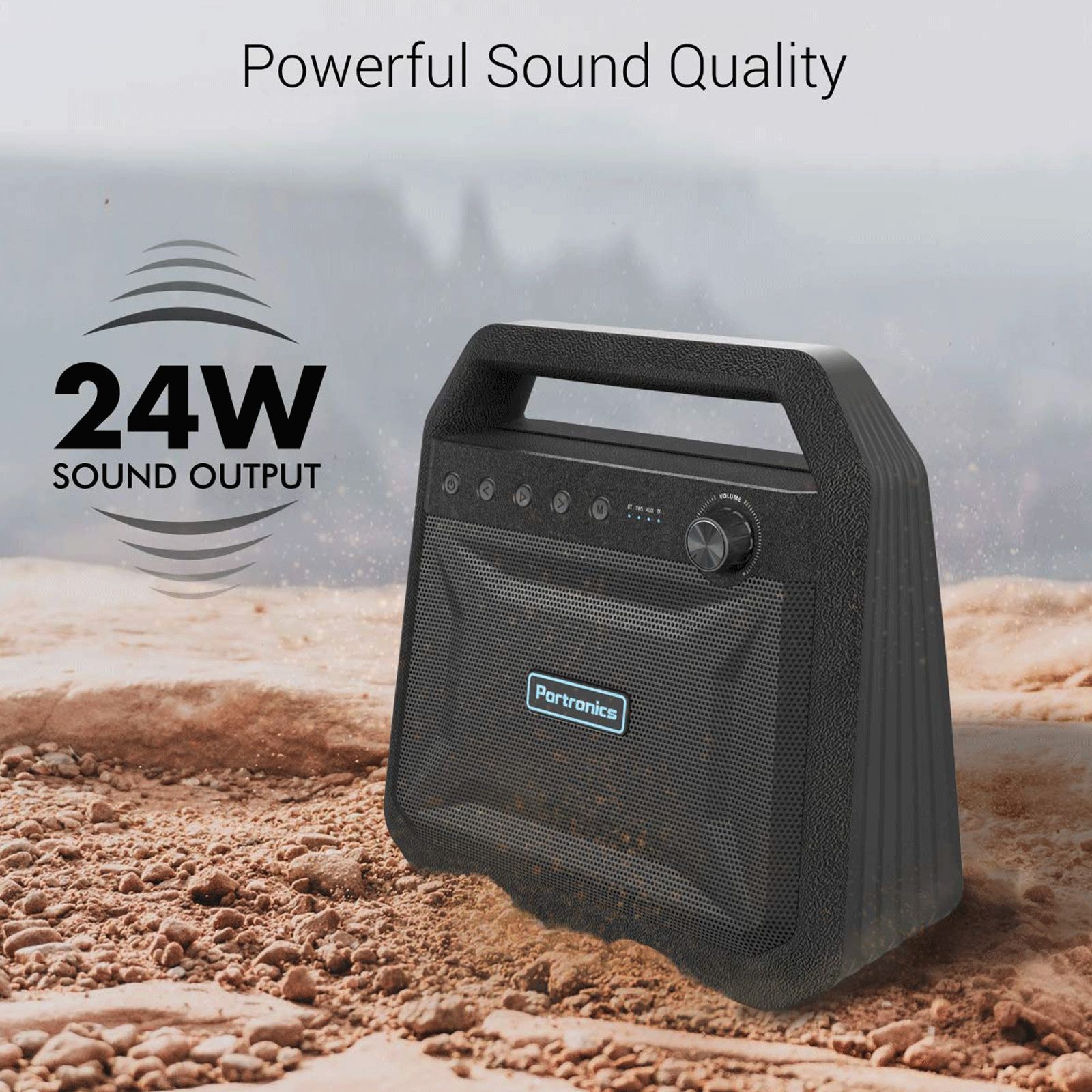 PORTRONICS Roar 24W Portable Bluetooth Speaker (7 Hours Playtime, Black)_7