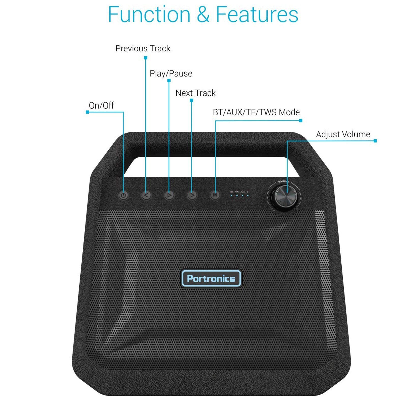 PORTRONICS Roar 24W Portable Bluetooth Speaker (7 Hours Playtime, Black)_9