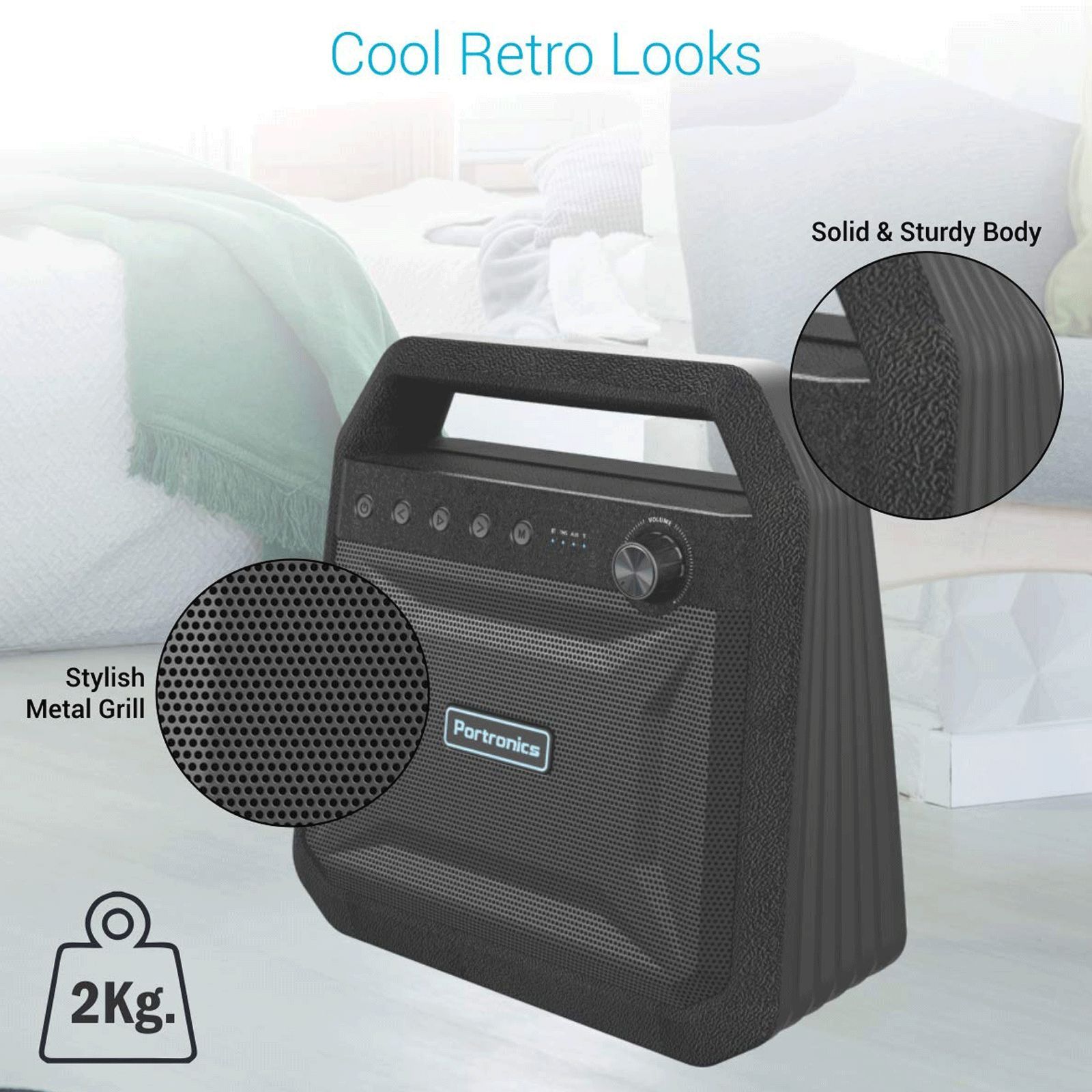 PORTRONICS Roar 24W Portable Bluetooth Speaker (7 Hours Playtime, Black)_10