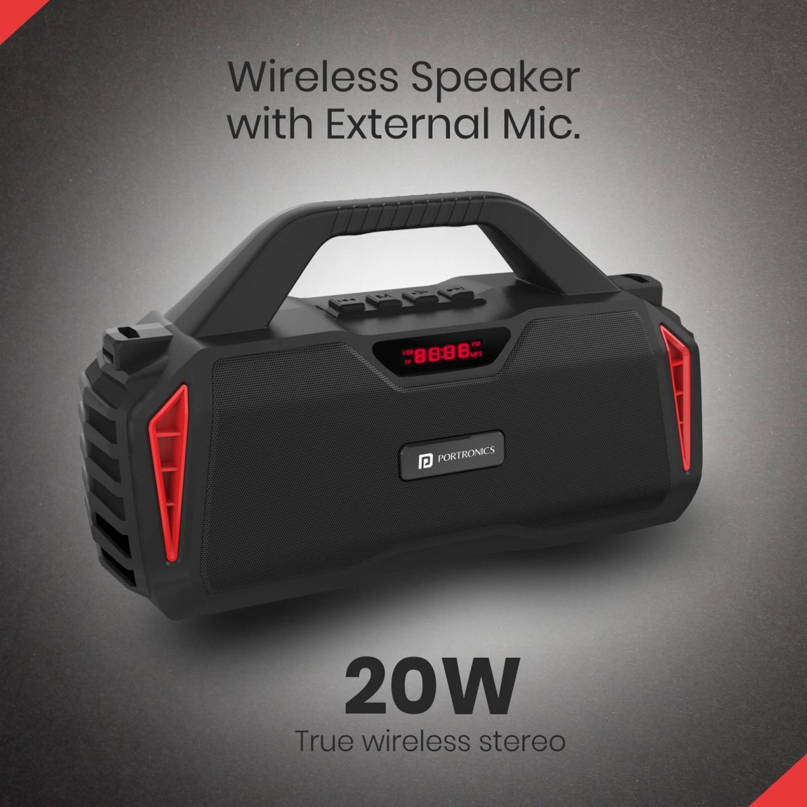 PORTRONICS Chime 20W Portable Bluetooth Speaker (8 Hours Playtime, 2.1 Channel, Red)_9
