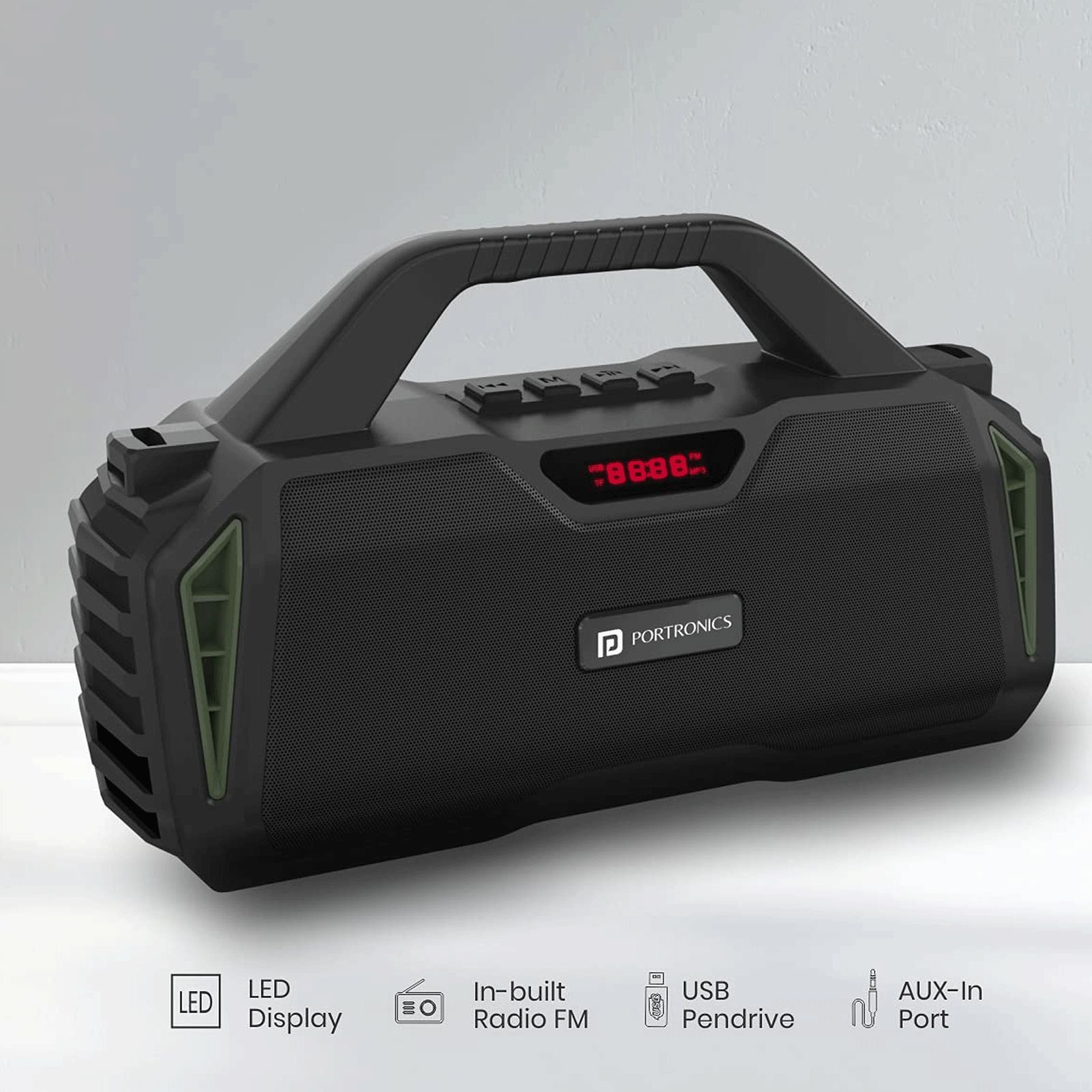 PORTRONICS Chime 20W Portable Bluetooth Speaker (Water Resistant, 8 Hours Playtime, 2.1 Channel, Green)_7