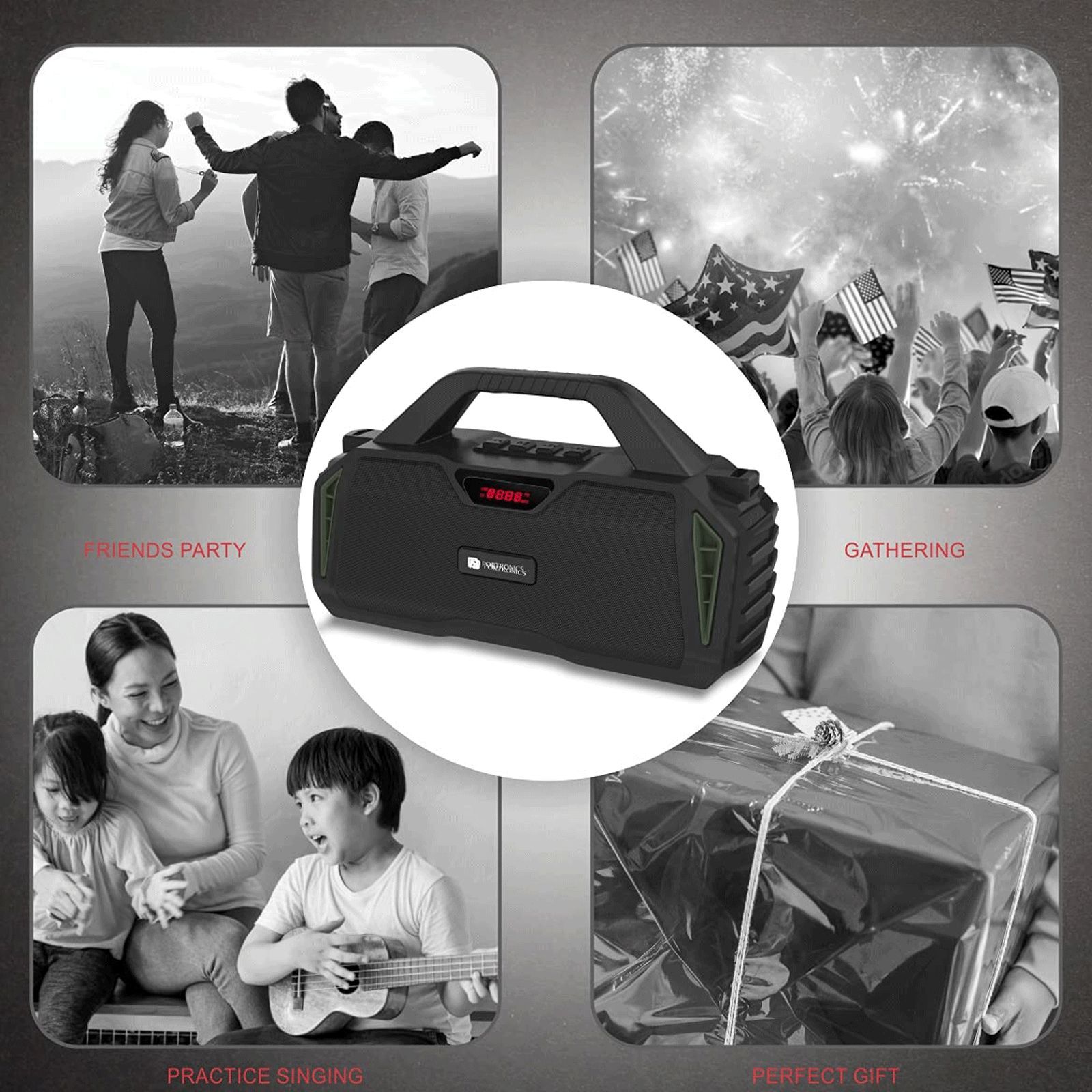 PORTRONICS Chime 20W Portable Bluetooth Speaker (Water Resistant, 8 Hours Playtime, 2.1 Channel, Green)_4