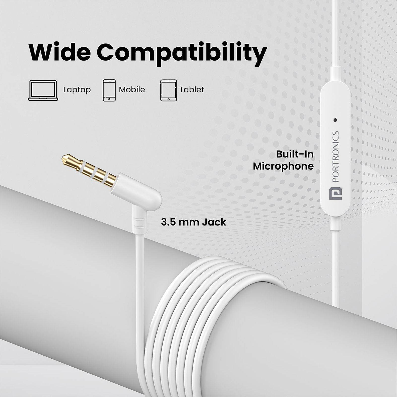 PORTRONICS Conch 10 POR 1418 Wired Earphone with Mic (In Ear, White)_8