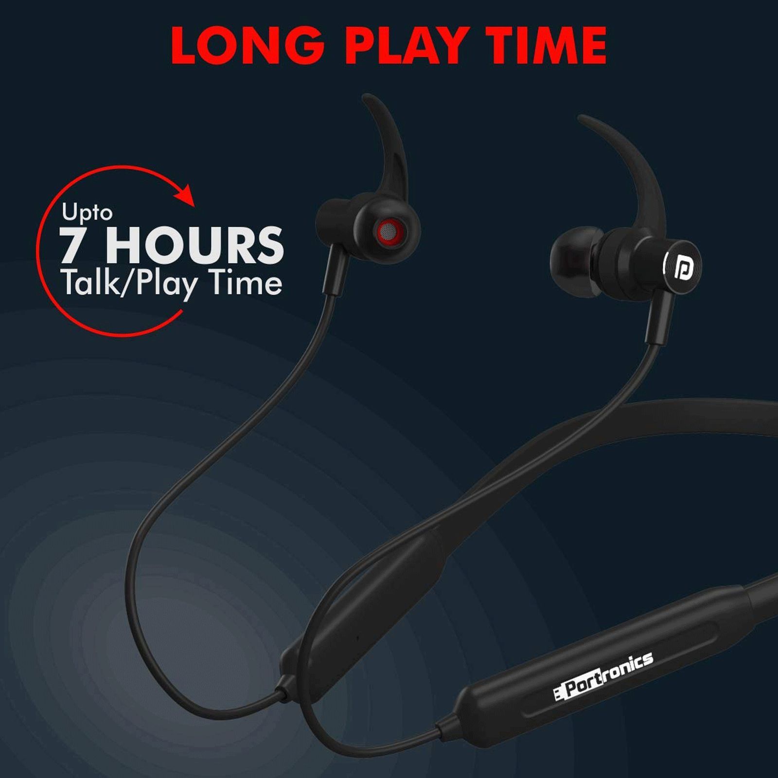 PORTRONICS Harmonics 216 POR 1186 Neckband with Noise Isolation (IPX5 Sweat Resistant, Stereo Sound, Black)_5