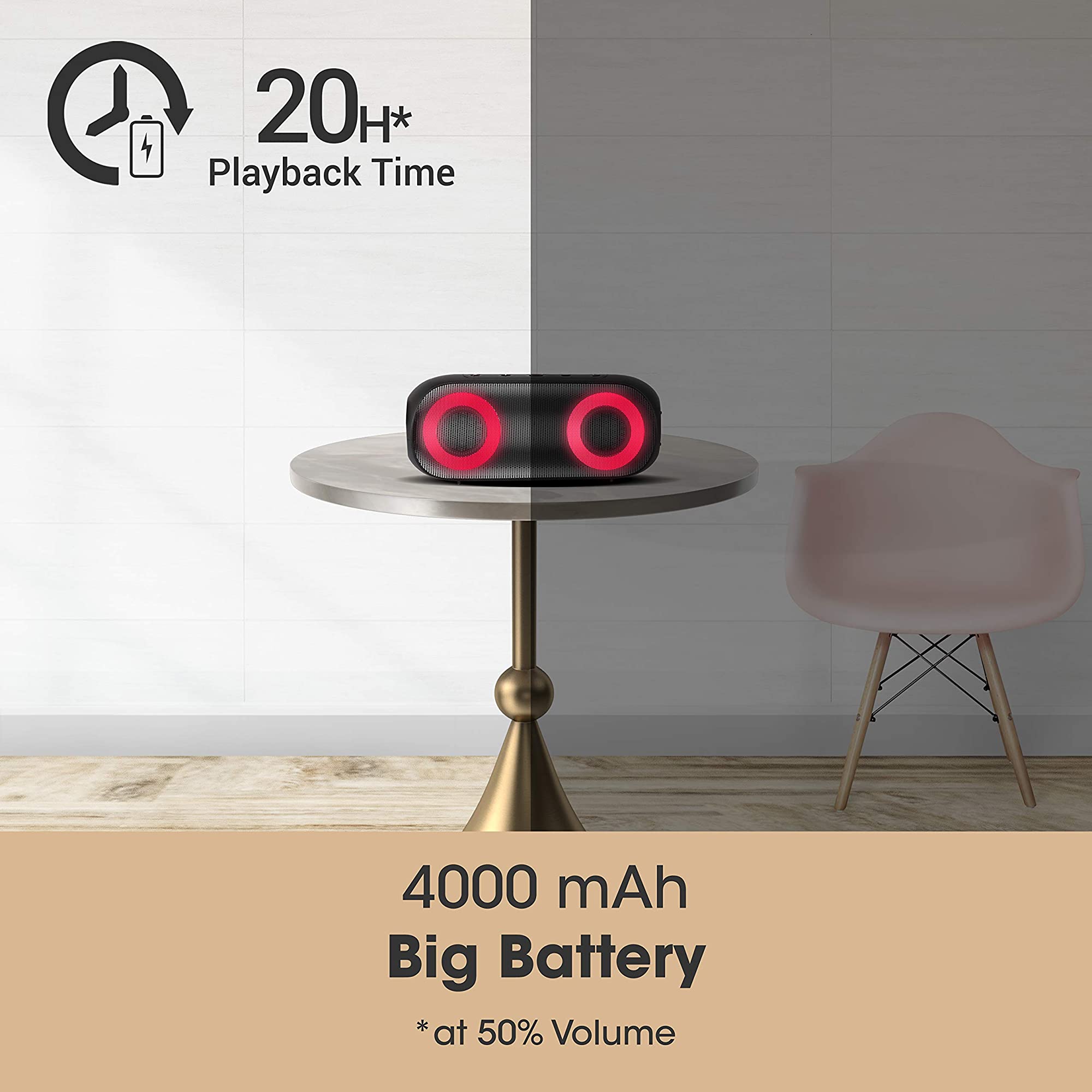 ZEBRONICS Zeb-Music Bomb X 20W Portable Bluetooth Speaker (IPX7 Waterproof, Voice Assistant Support, Stereo Channel, Black)_6