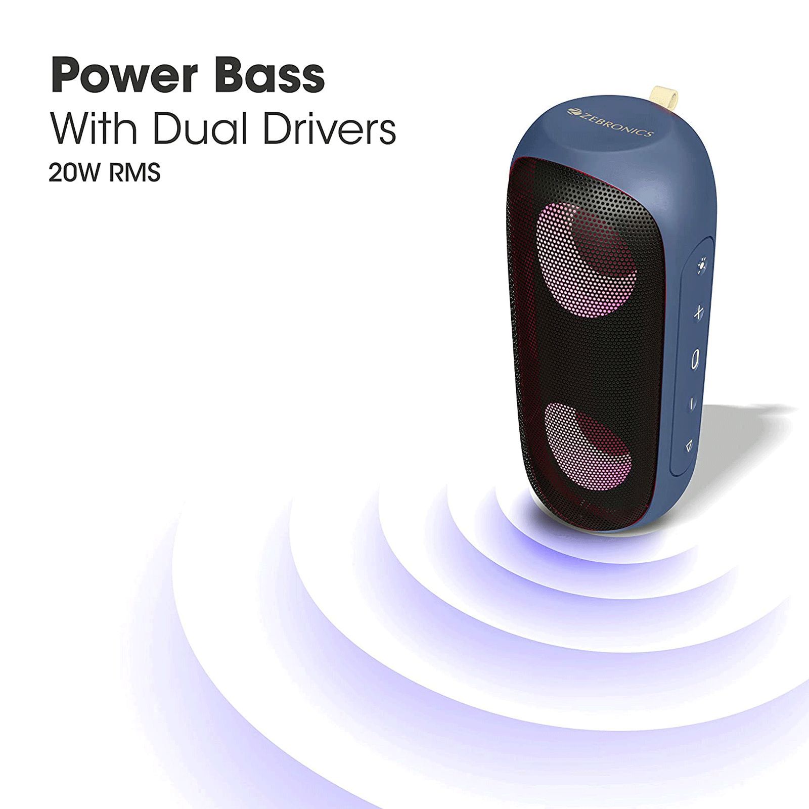 ZEBRONICS Zeb-Music Bomb X 20W Portable Bluetooth Speaker (IPX7 Waterproof, 20 Hours Playtime, Blue)_5