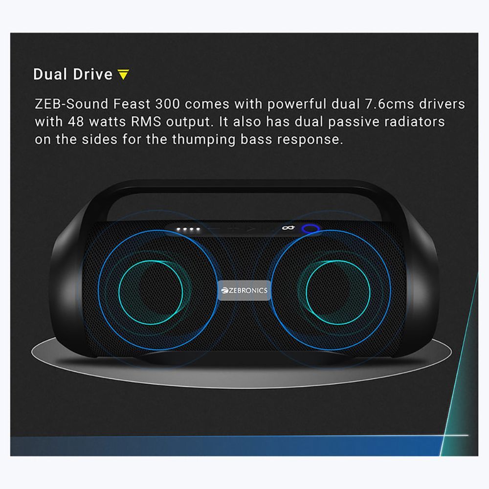 ZEBRONICS Zeb-Sound Feast 300 48W Bluetooth Party Speaker (Voice Assistant Support, Stereo Channel, Black)_8