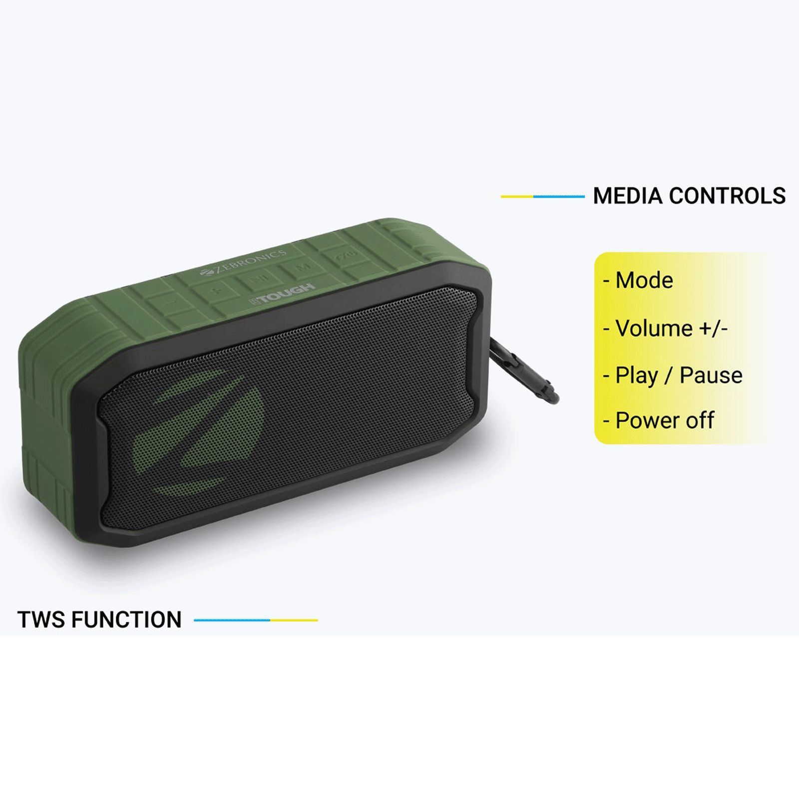 ZEBRONICS Zeb-Tough 8W Portable Bluetooth Speaker (IP67 Water Resistant, Built-in FM Radio, Stereo Channel, Black)_5