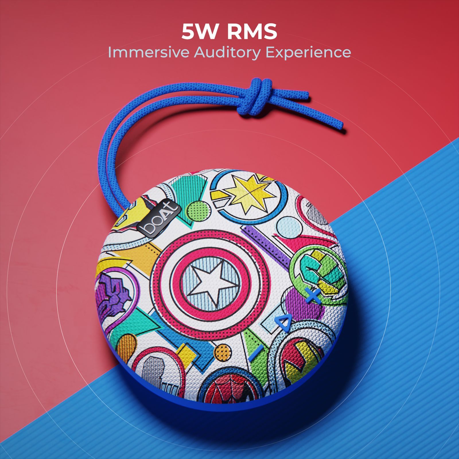 boAt Marvel Stone 190 5 Watts Portable Bluetooth Speaker (IPX7 Waterproof, 52mm Full Range Driver, Stark Fusion)_4