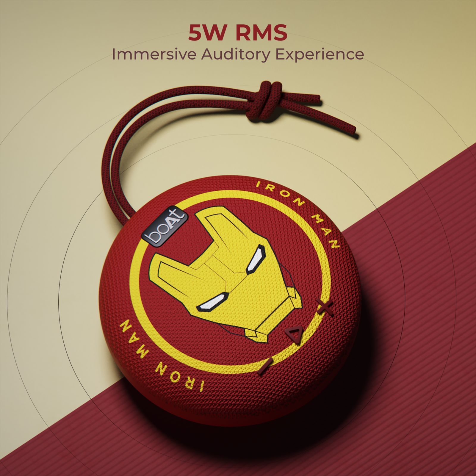 boAt Stone 190 Iron Man Marvel Edition 5W Portable Bluetooth Speaker (IPX7 Water Resistant, 4 Hours Playback Time, Mono Channel, Iron Blood)_4