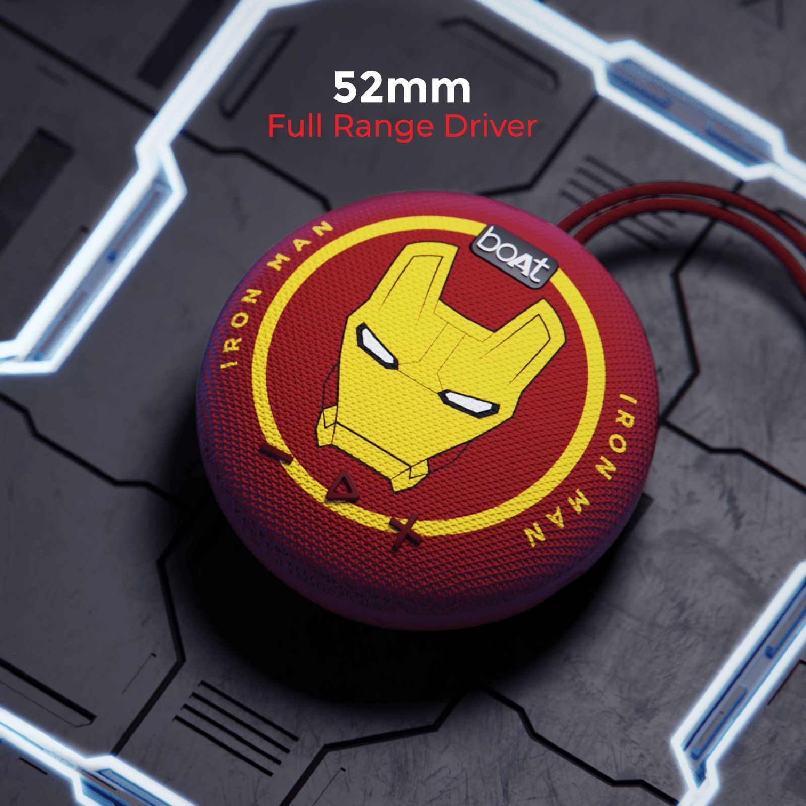 boAt Stone 190 Iron Man Marvel Edition 5W Portable Bluetooth Speaker (IPX7 Water Resistant, 4 Hours Playback Time, Mono Channel, Iron Blood)_5
