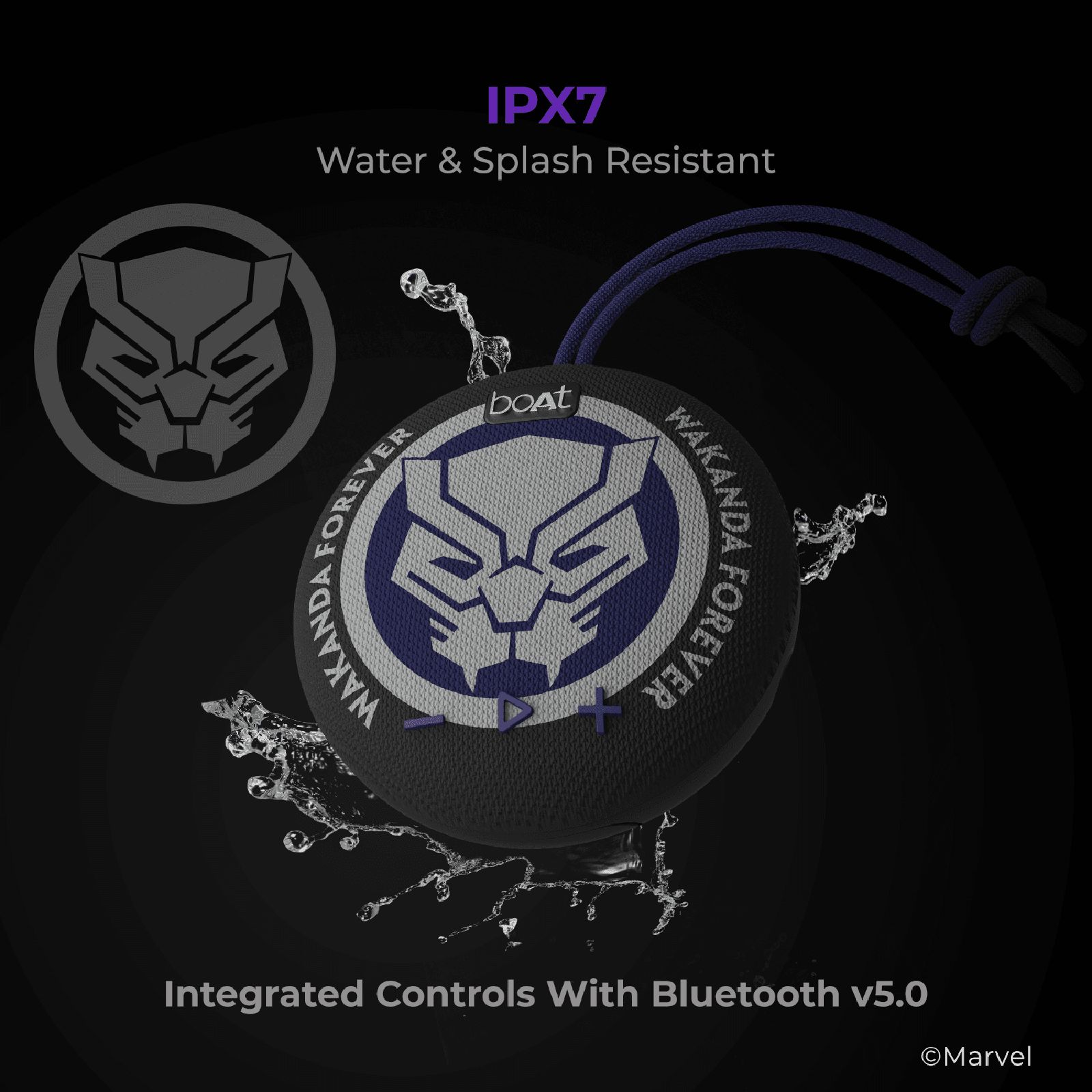 boAt Marvel Stone 190 5 Watts Portable Bluetooth Speaker (IPX7 Waterproof, 52mm Full Range Driver, King's Black)_8