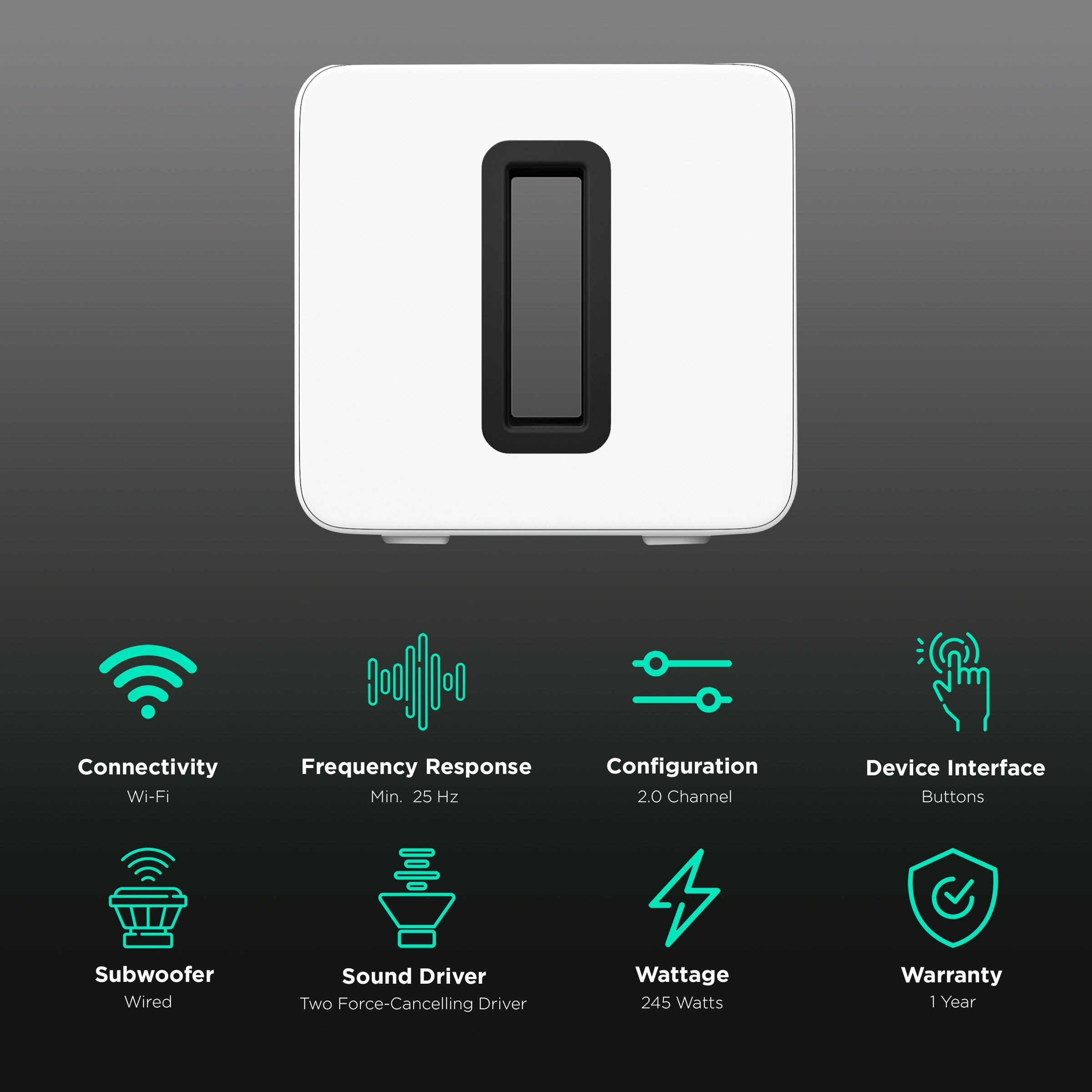 SONOS Sub (3rd Gen) Smart Wi-Fi Speaker (Two Force-Cancelling Drivers, White)_2