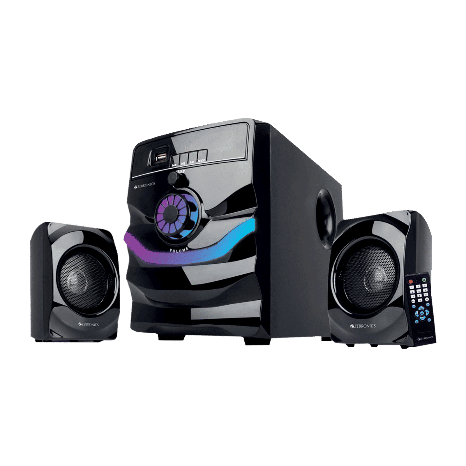 ZEBRONICS Zeb-Rainbow 50W Multimedia Speaker (Built-in FM Radio, 2.1 Channel, Black)_1