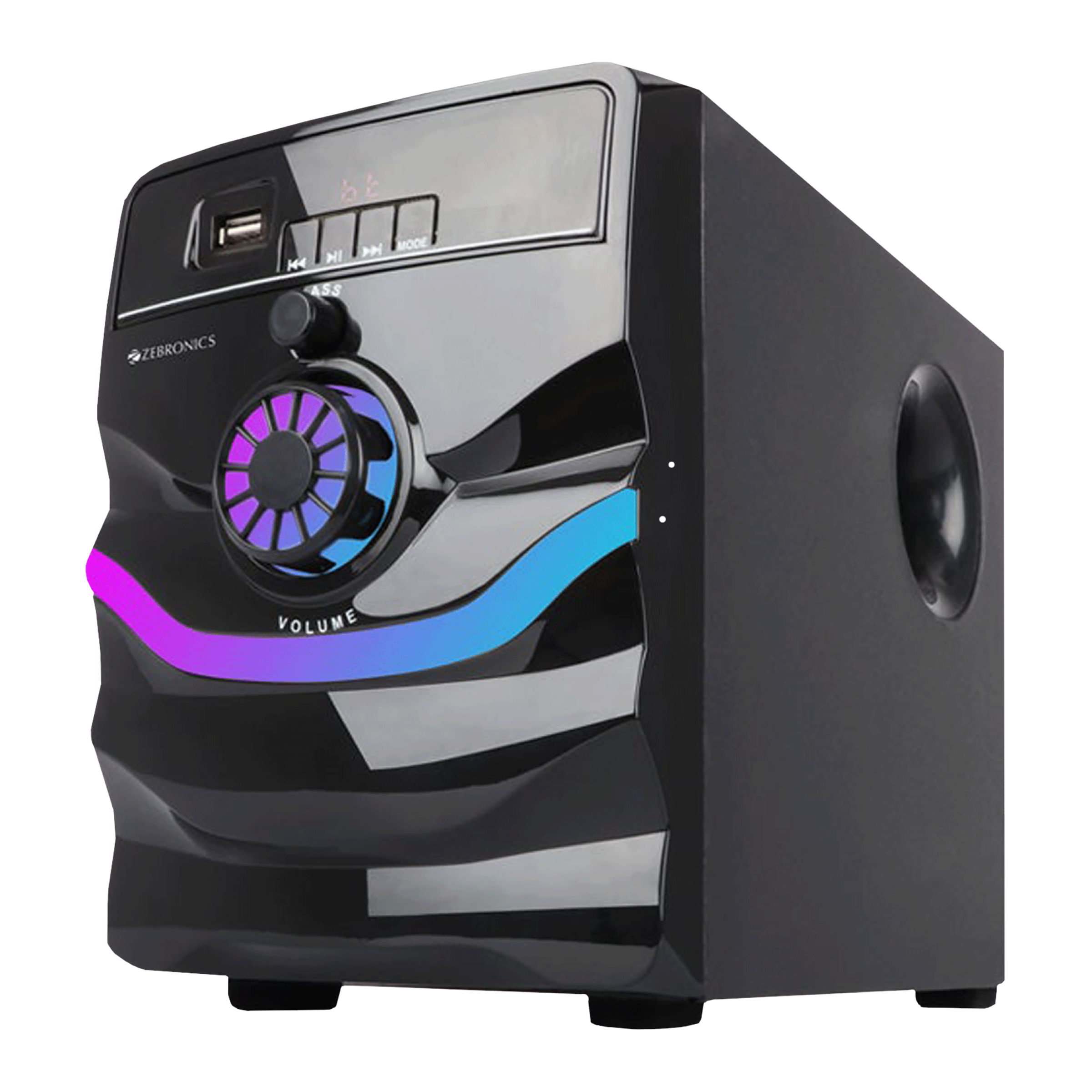 ZEBRONICS Zeb-Rainbow 50W Multimedia Speaker (Built-in FM Radio, 2.1 Channel, Black)_3