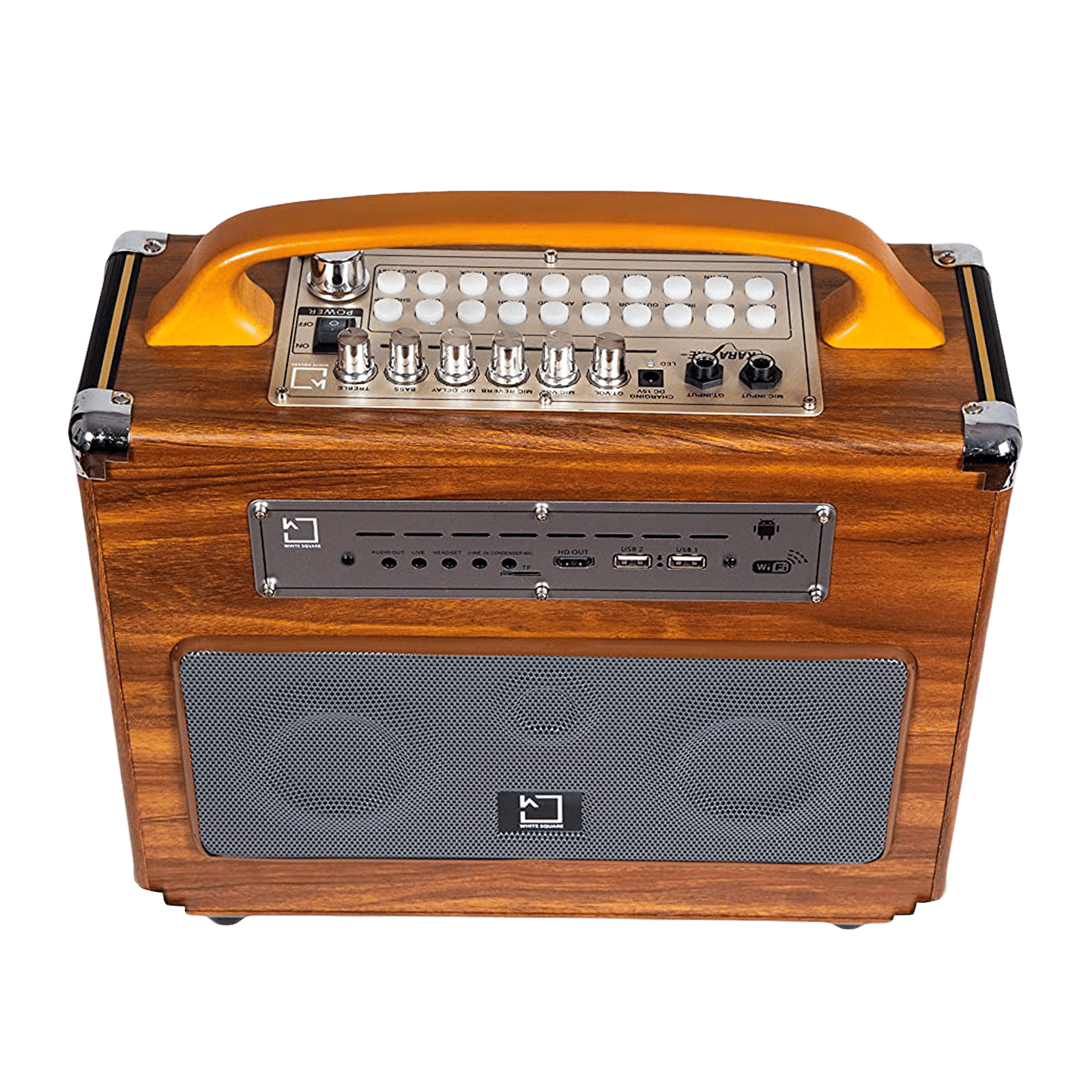 WHITE SQUARE 40W Bluetooth Party Speaker with Mic (High Powerful Bass, Mono Channel, Brown)_3