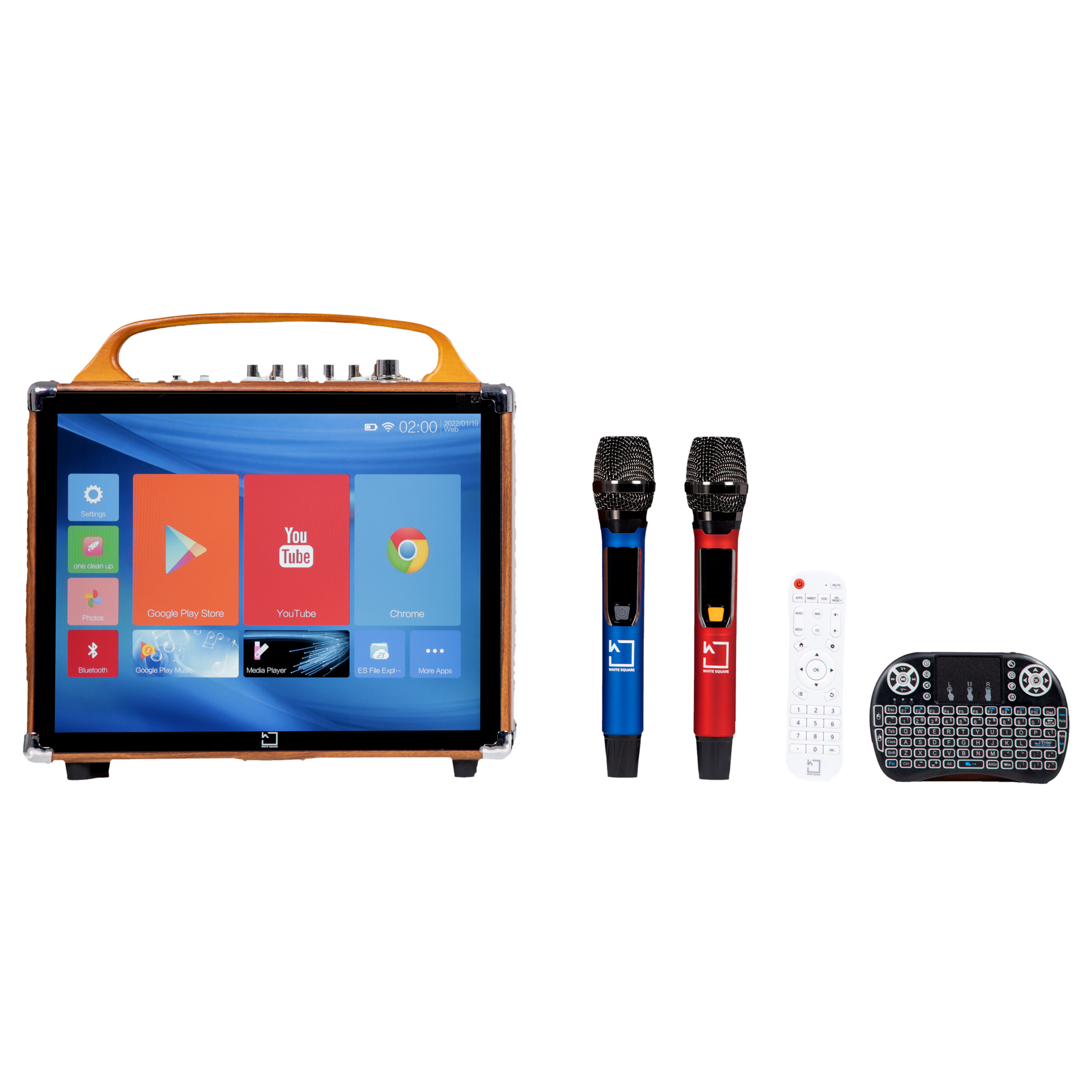 WHITE SQUARE 40W Bluetooth Party Speaker with Mic (High Powerful Bass, Mono Channel, Brown)_5