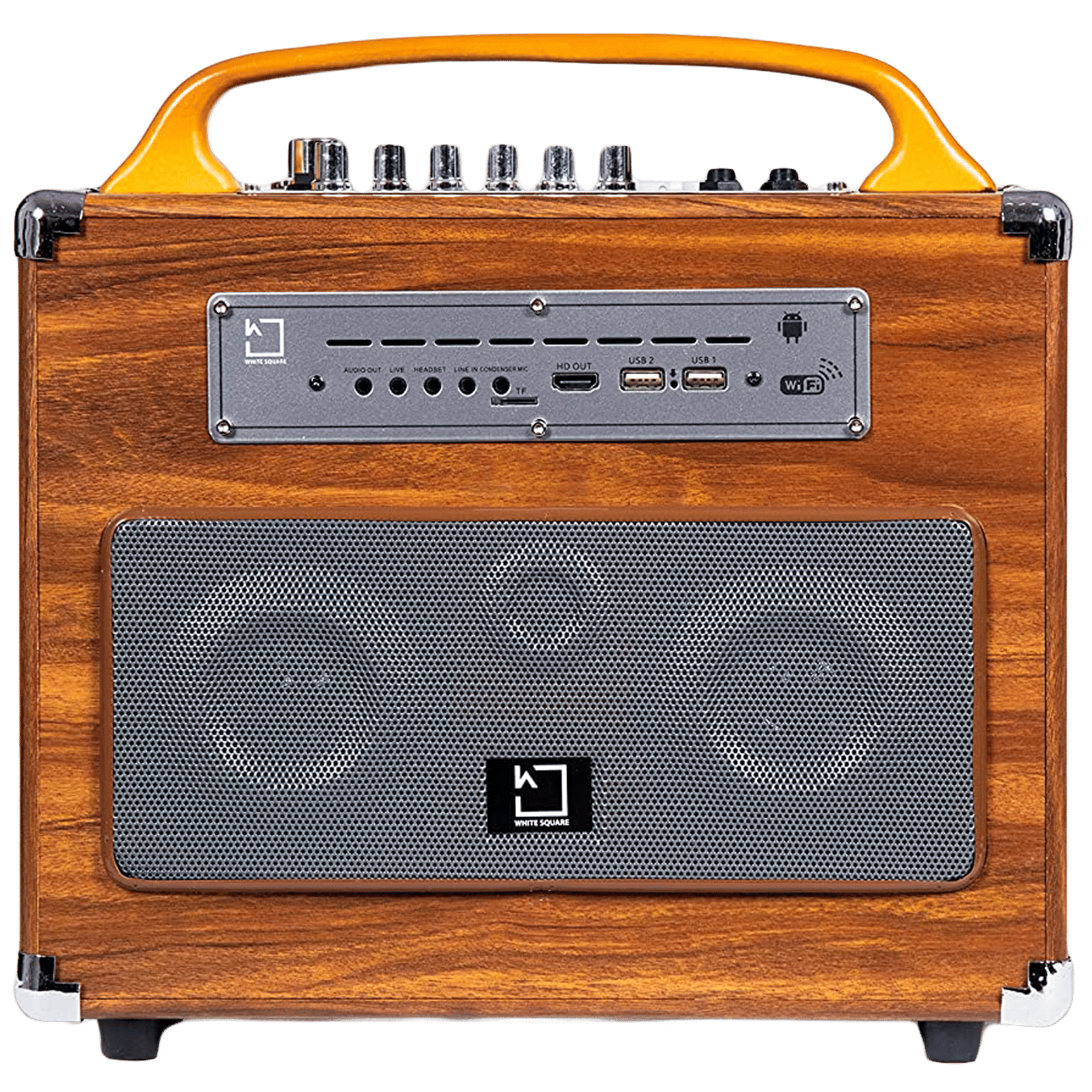 WHITE SQUARE 40W Bluetooth Party Speaker with Mic (High Powerful Bass, Mono Channel, Brown)_6