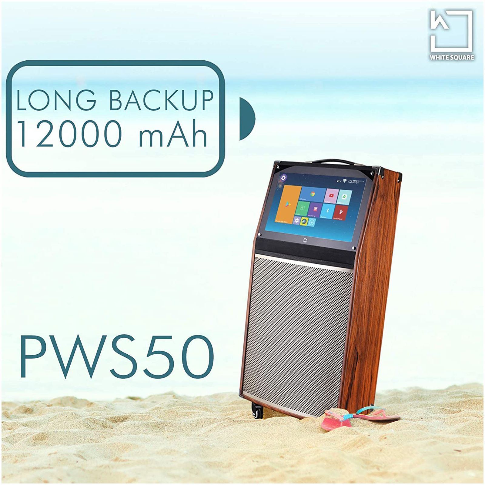 WHITE SQUARE 50W Bluetooth Party Speaker with Mic (Dust Proof Resistant, Stereo Channel, Brown)_15