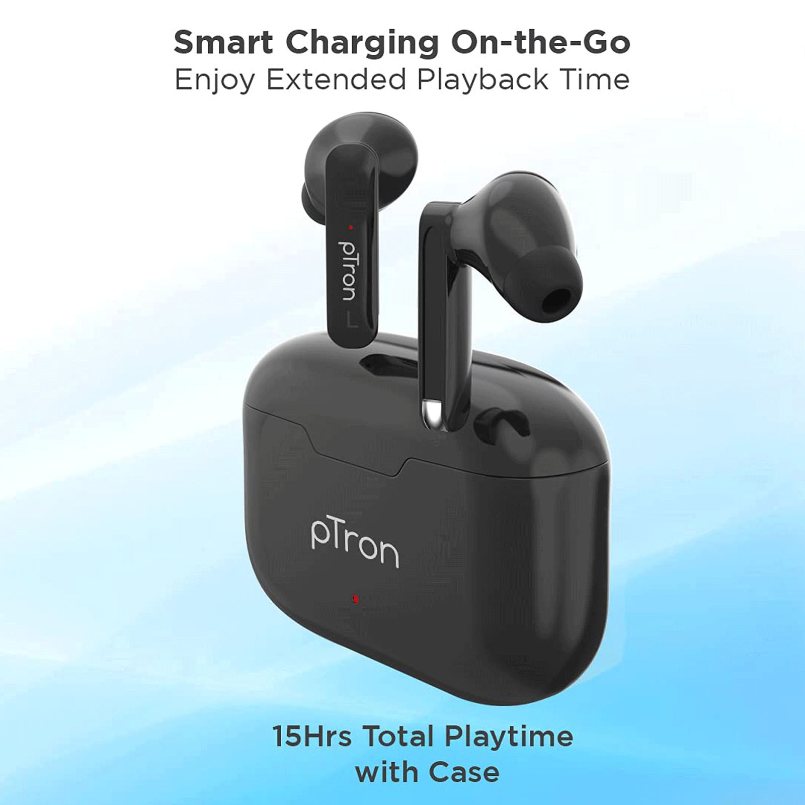 pTron Bassbuds Duo 140318113 TWS Earbuds with Passive Noise Cancellation (IPX4 Water Resistant, 32 Hours Playtime, Black)_10