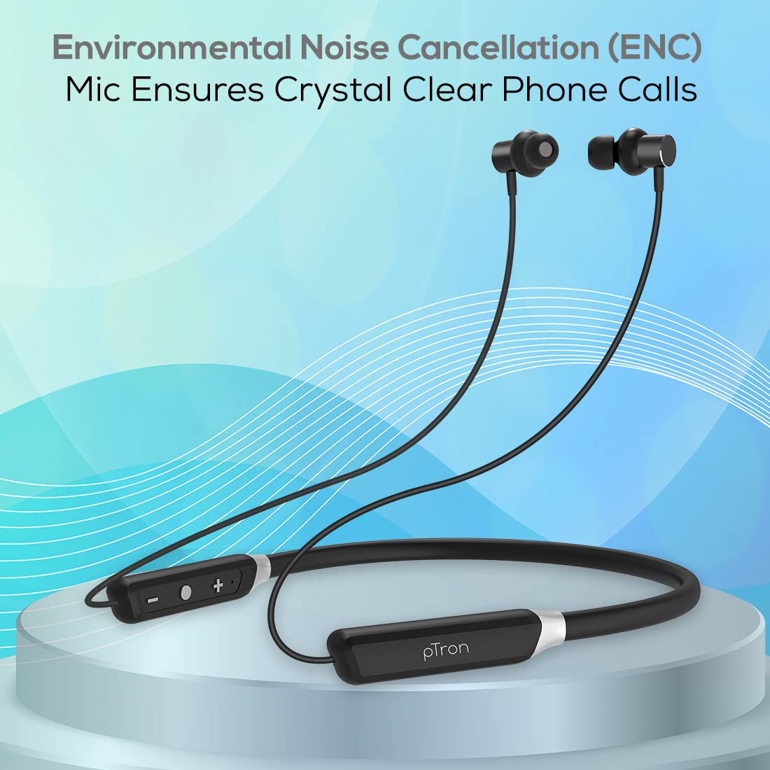 pTron InTunes Pro 140318118 Neckband with Environmental Noise Cancellation (IPX4 Sweat & Water Resistant, 24 Hours Playtime, Black)_7