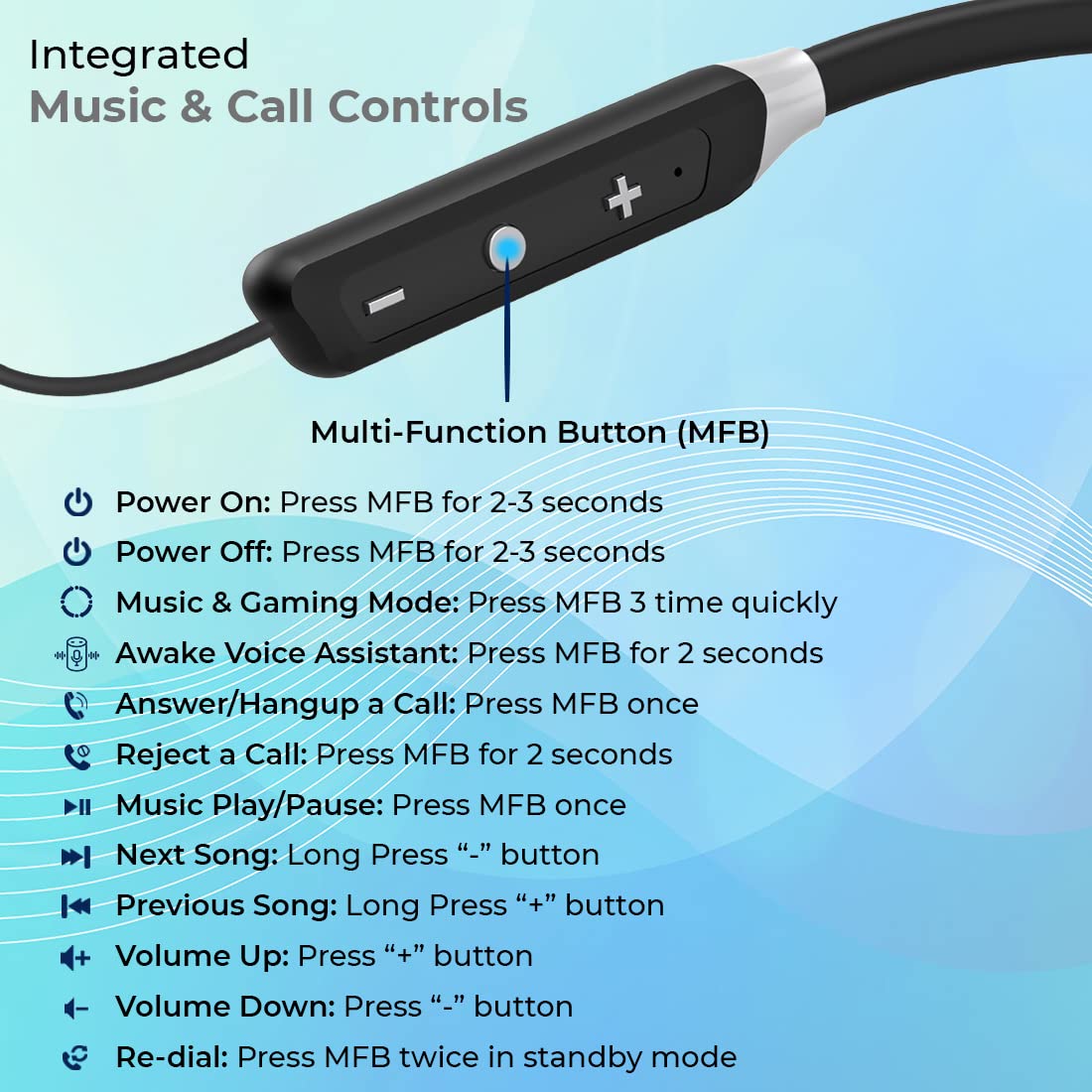 pTron InTunes Pro 140318118 Neckband with Environmental Noise Cancellation (IPX4 Sweat & Water Resistant, 24 Hours Playtime, Black)_5