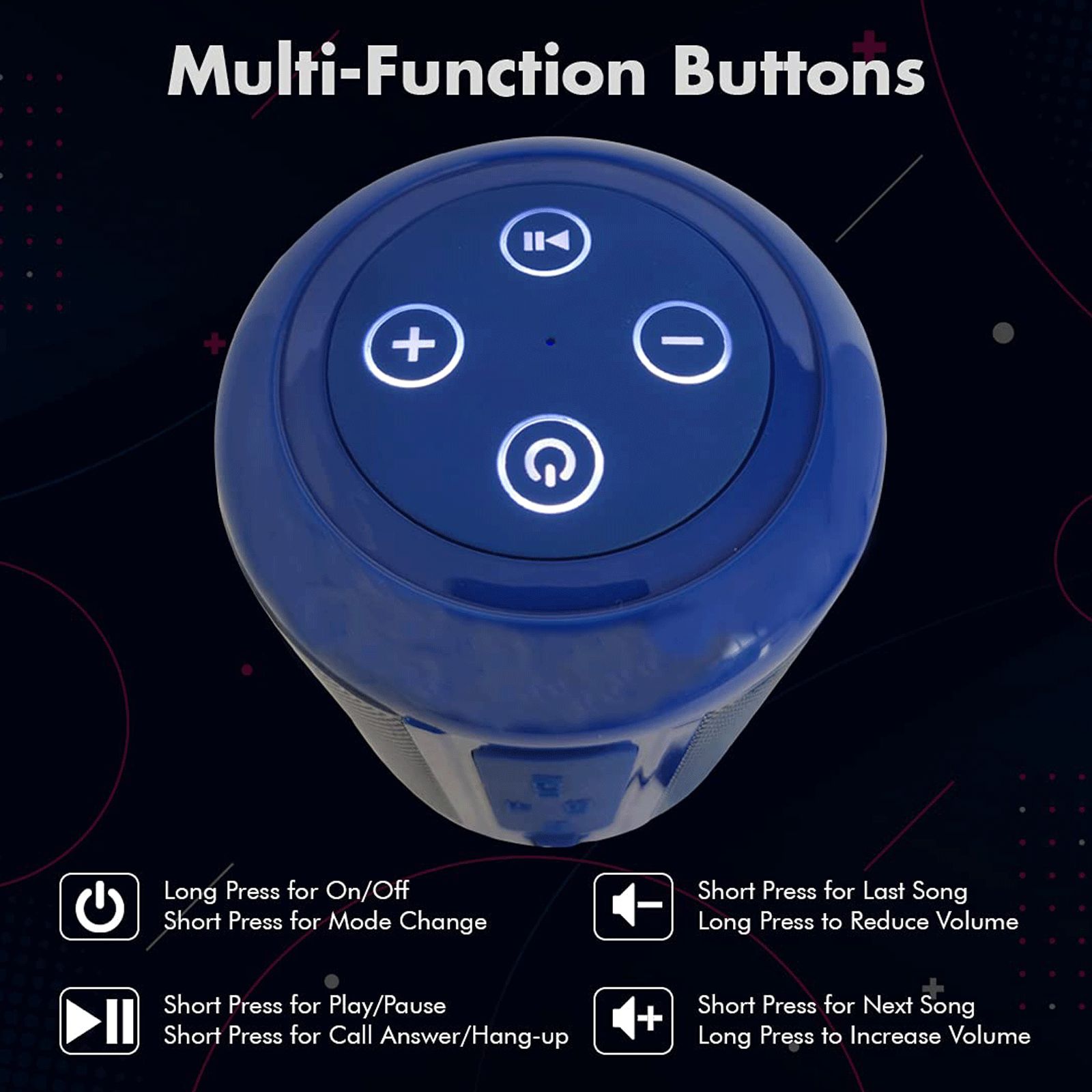 pTron Quinto 5W Portable Bluetooth Speaker (6 Hours Playtime, Mono Speaker, Blue)_5