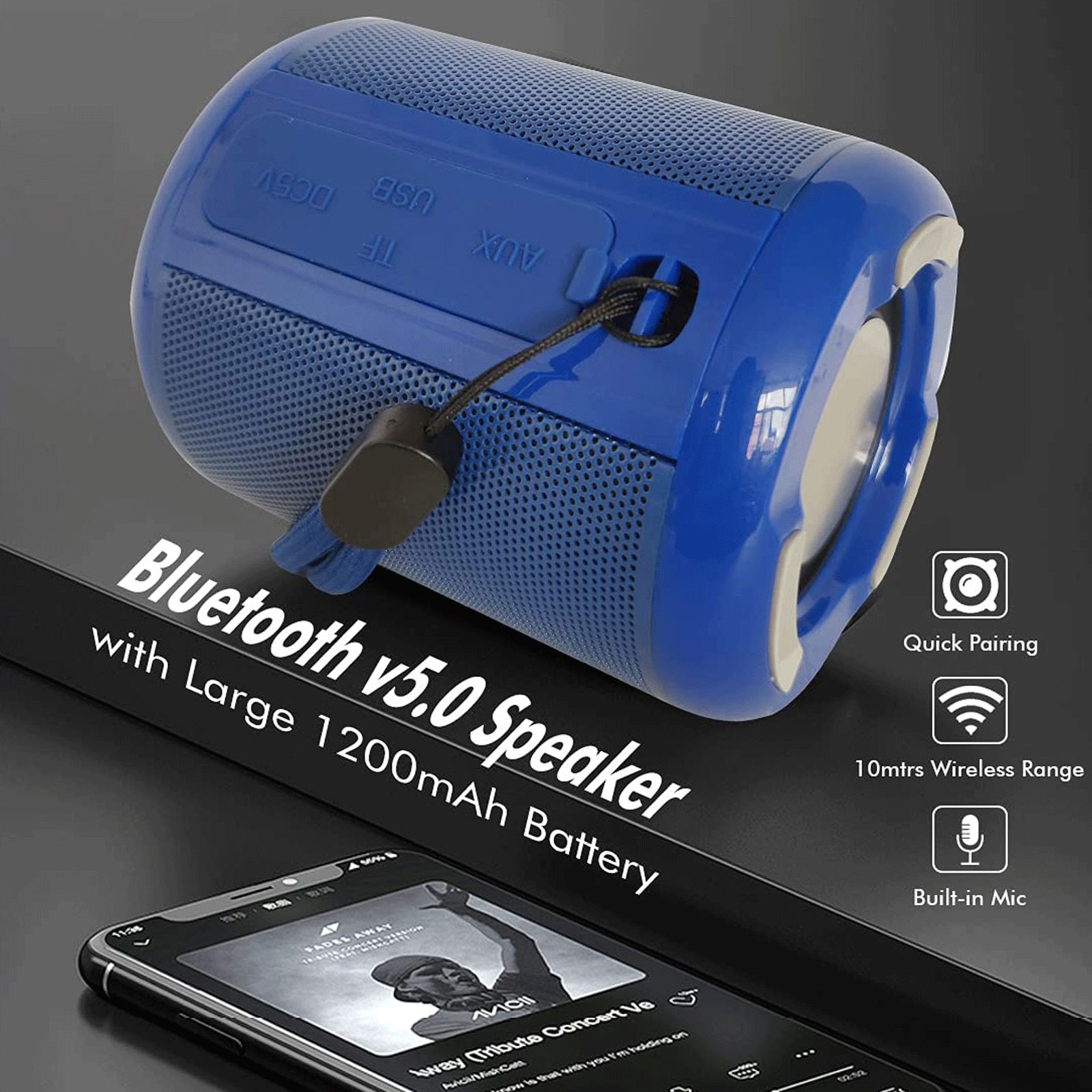 pTron Quinto 5W Portable Bluetooth Speaker (6 Hours Playtime, Mono Speaker, Blue)_4