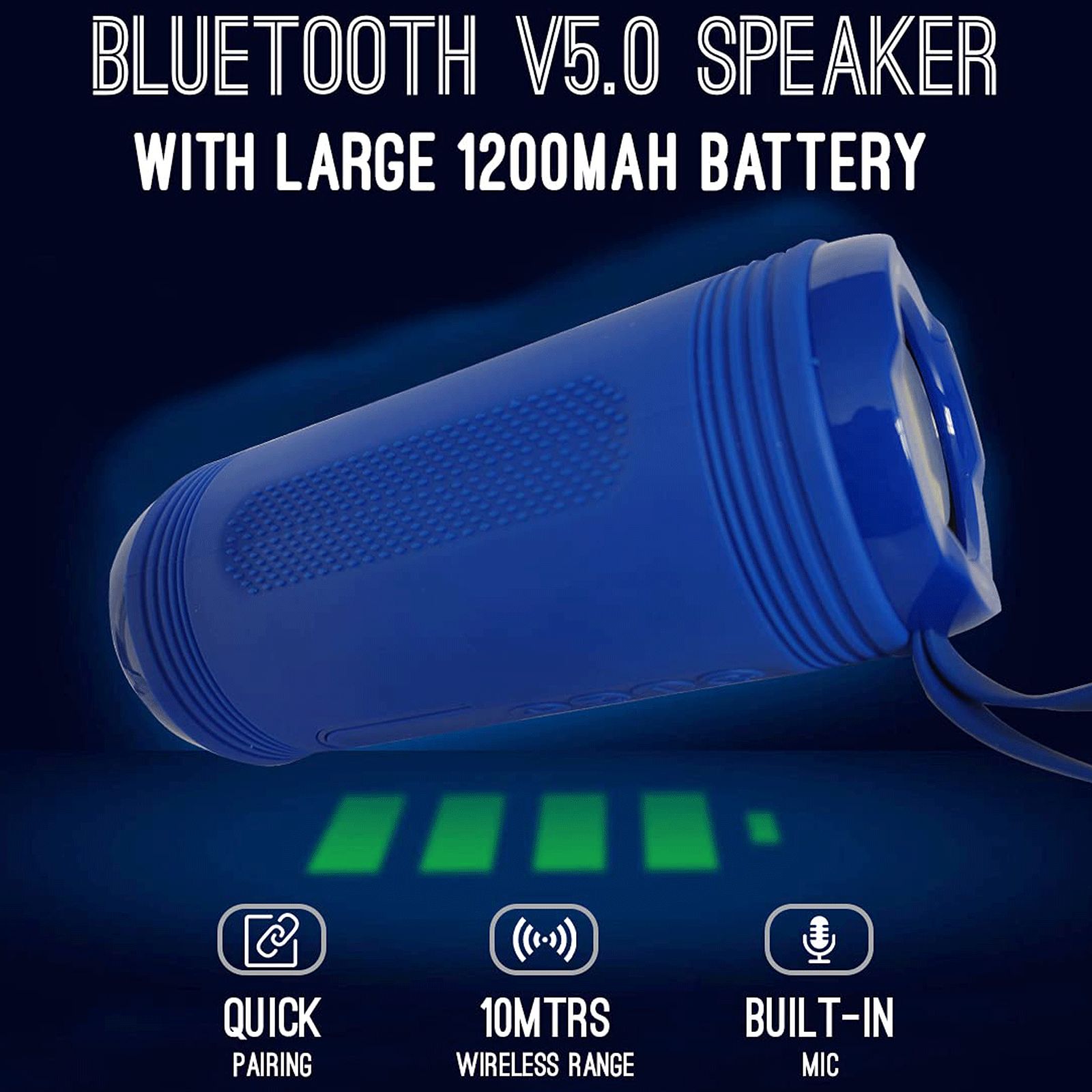 pTron Quinto Evo 8W Portable Bluetooth Speaker (Water Resistant, 12 Hours Playtime, Blue)_7