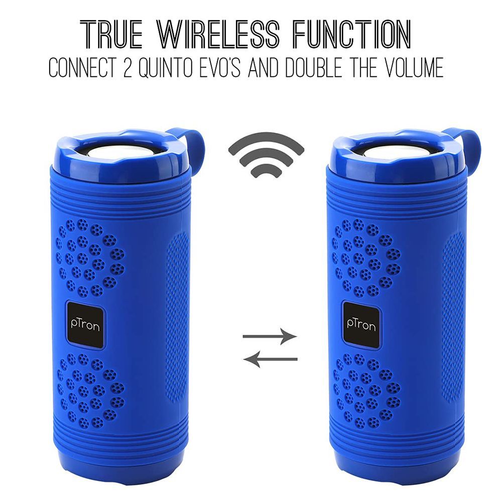pTron Quinto Evo 8W Portable Bluetooth Speaker (Water Resistant, 12 Hours Playtime, Blue)_4