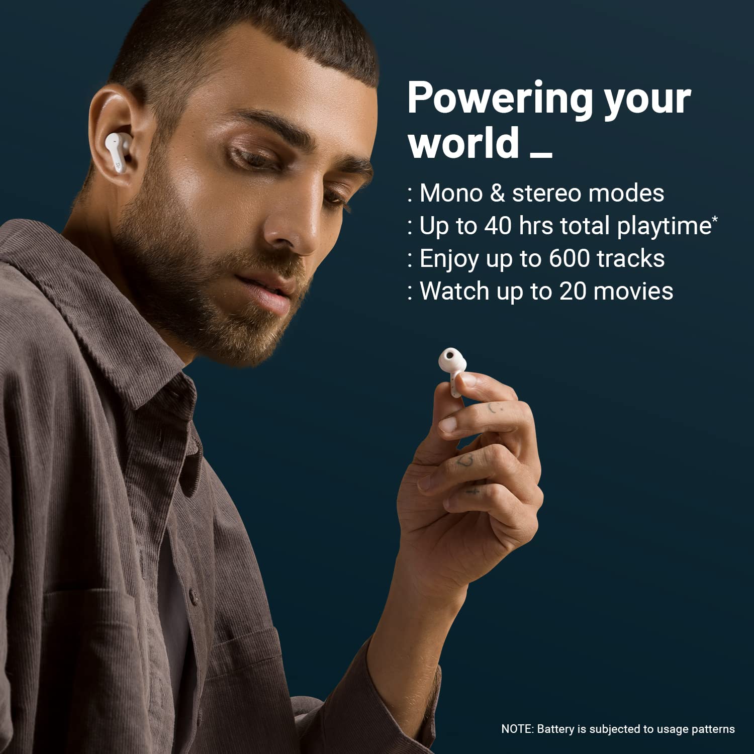 CROSSBEATS Neobuds TWS Earbuds with Environmental Noise Cancellation (IPX5 Water Resistant, 40 Hours Playback, White)_7